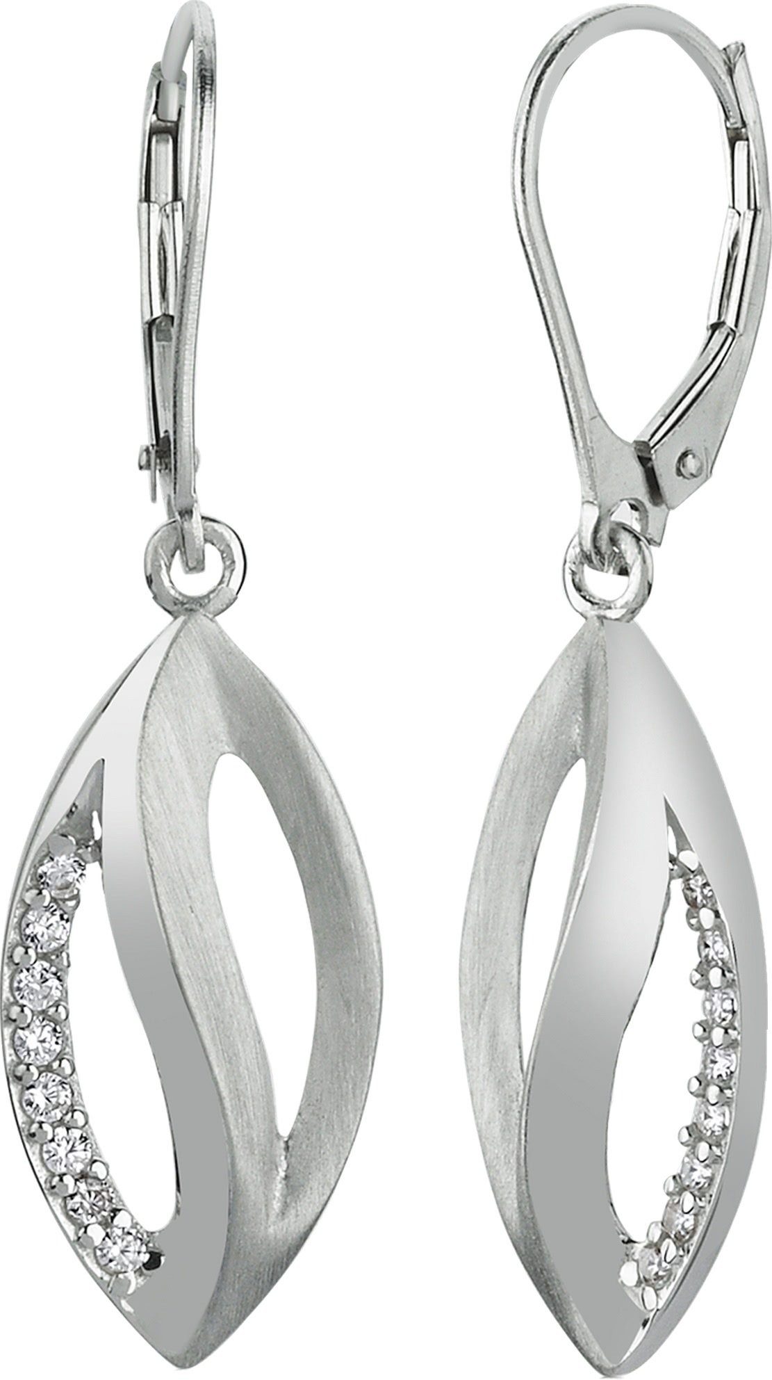 Balia Paar Ohrhänger Balia Damen Ohrringe matt und poliert (Ohrhänger), Damen Ohrhänger Blatt aus 925 Sterling Silber, Farbe: weiß, silber