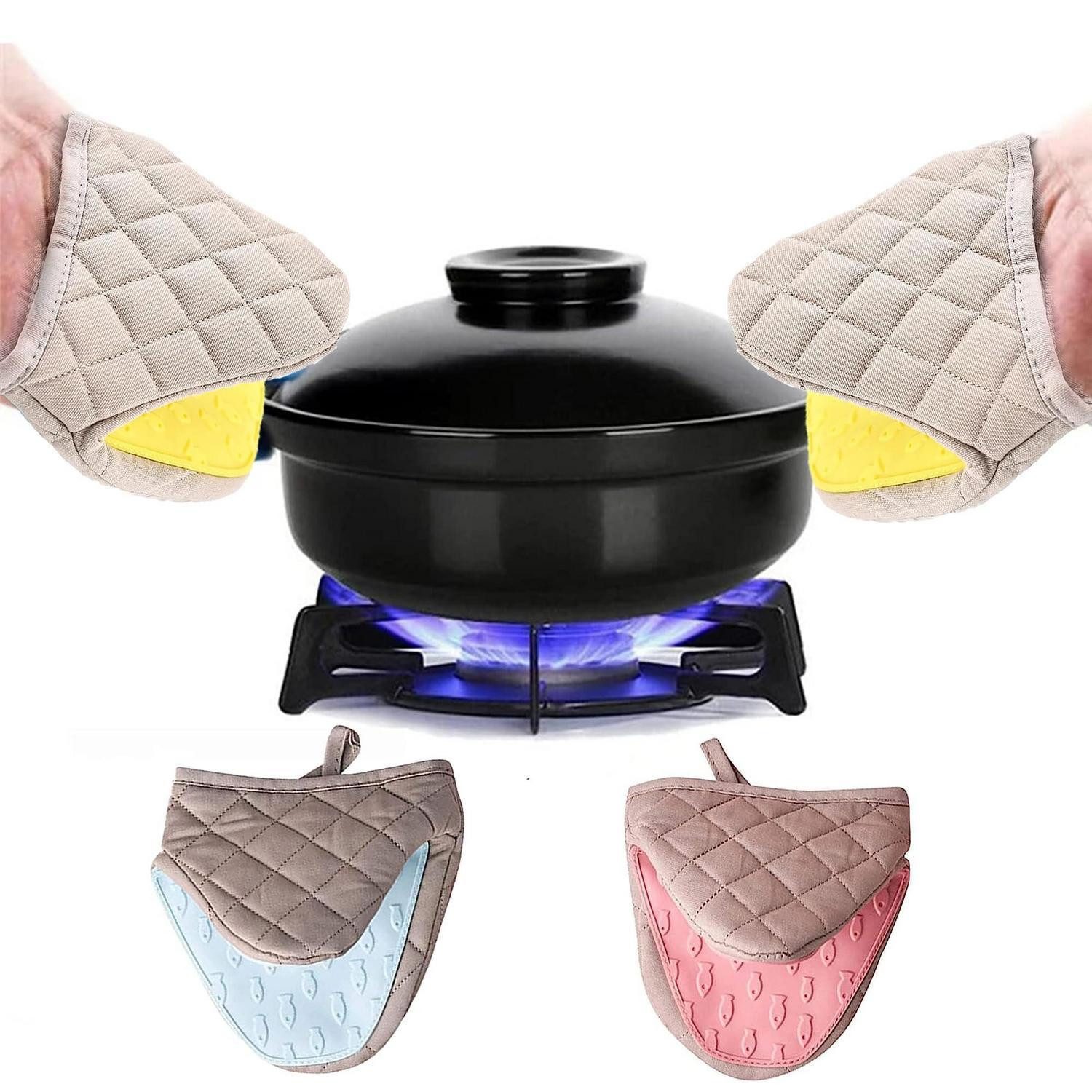 LuxusKollektion Topfhandschuhe Mini Topfhandschuhe Hitzebeständig Rosa+Blau
