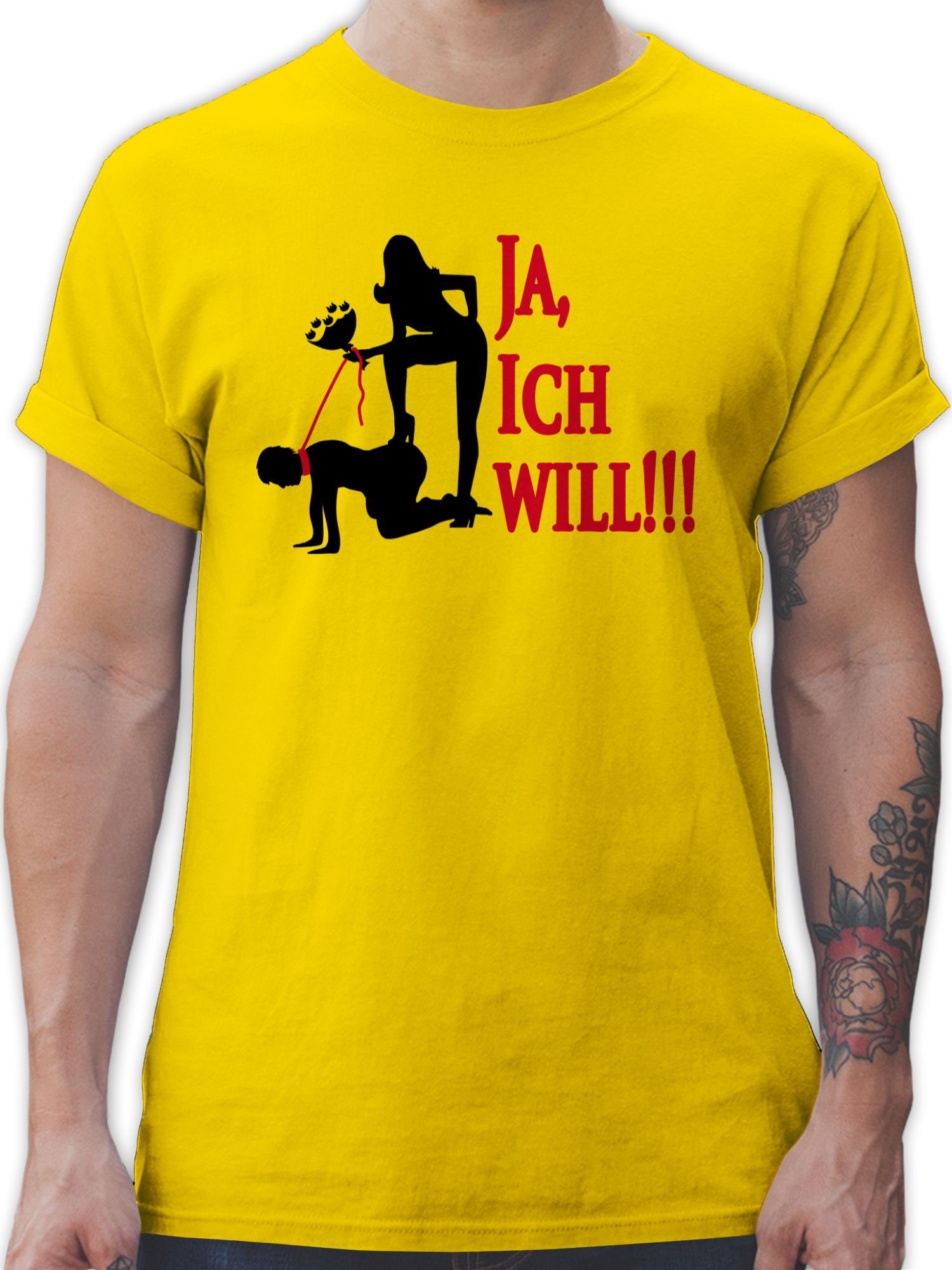 Shirtracer T-Shirt Ja ich will JGA Männer 2 Gelb | T-Shirts