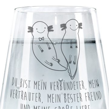 Mr. & Mrs. Panda Glas Axolotl Freundin, Trinkglas, Trinkglas mit Gravur, Wasserglas, Premium Glas, Liebevolle Gestaltung
