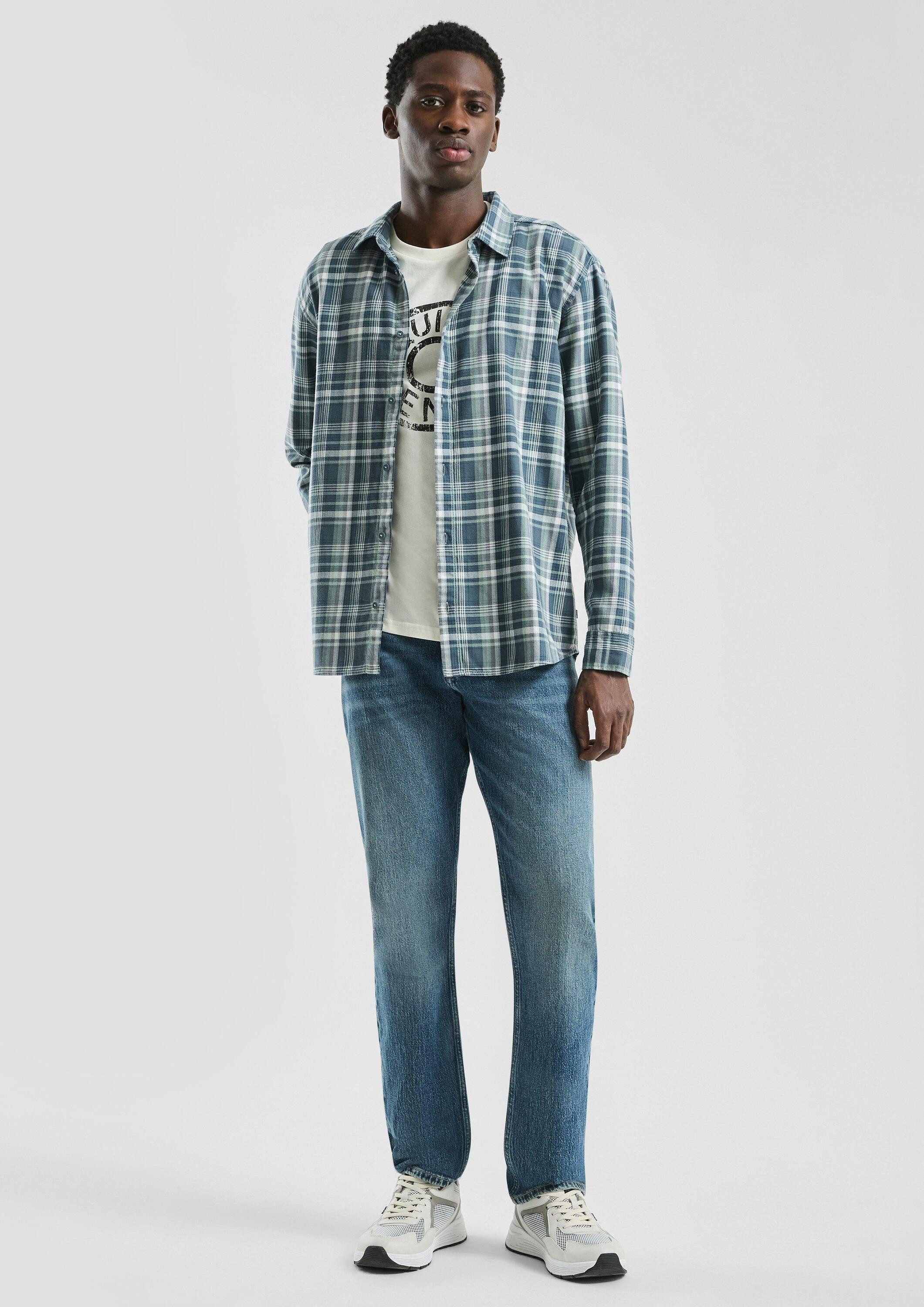 QS Langarmhemd Hemd Regular Fit: Flanellhemd