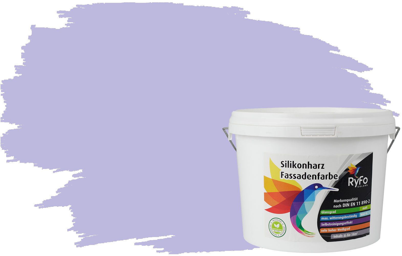 RyFo Colors Fassadenfarbe Silikonharz Fassadenfarbe Flieder 3l, 1 L ca. 6 m², Wasserabweisend, diffusionsfähig, schützt vor Schmutz, UV-beständig