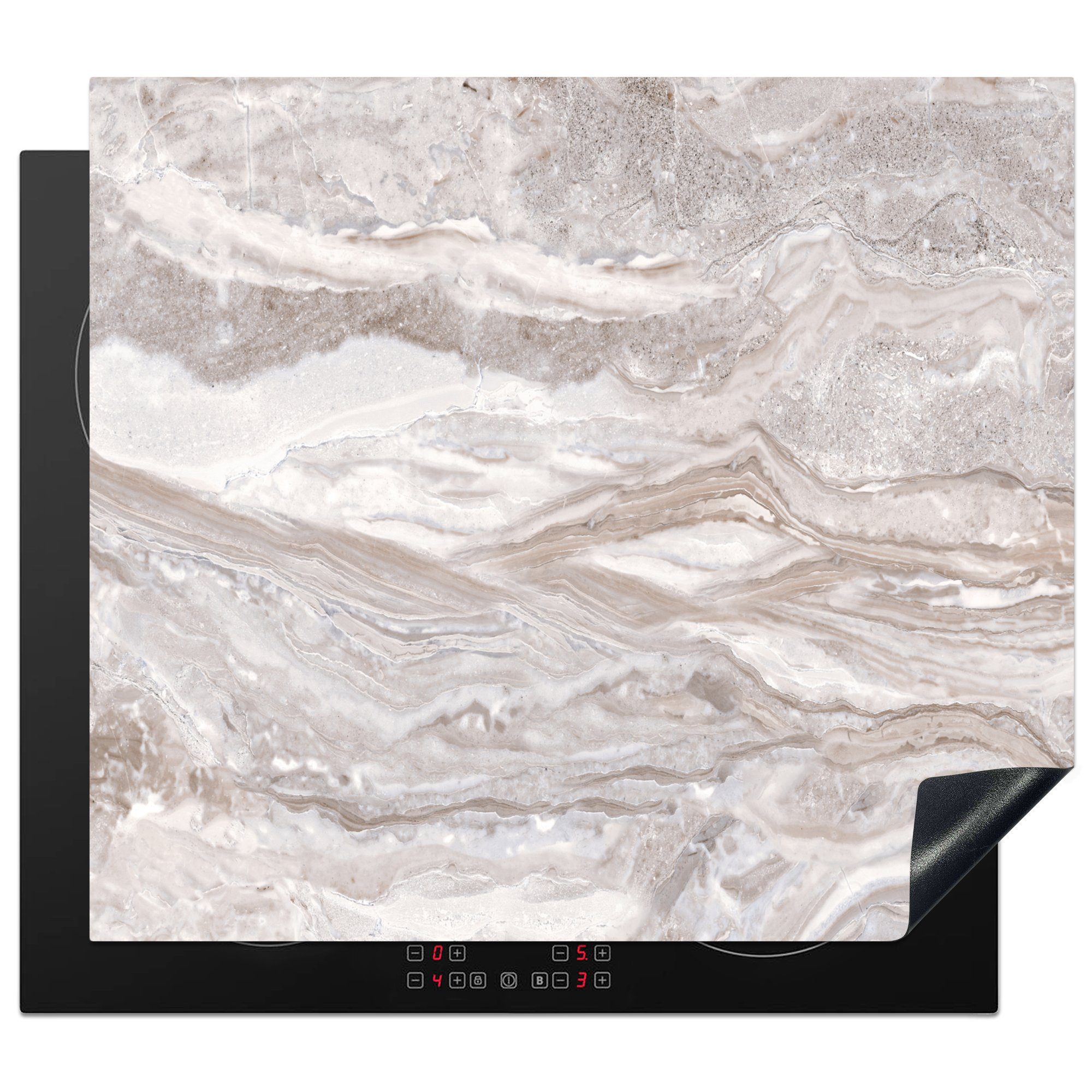 MuchoWow Herdblende-/Abdeckplatte Marmor - Steine - Rosa - Textur, Vinyl, (1 tlg), 59x52 cm, Ceranfeldabdeckung für die küche, Induktionsmatte