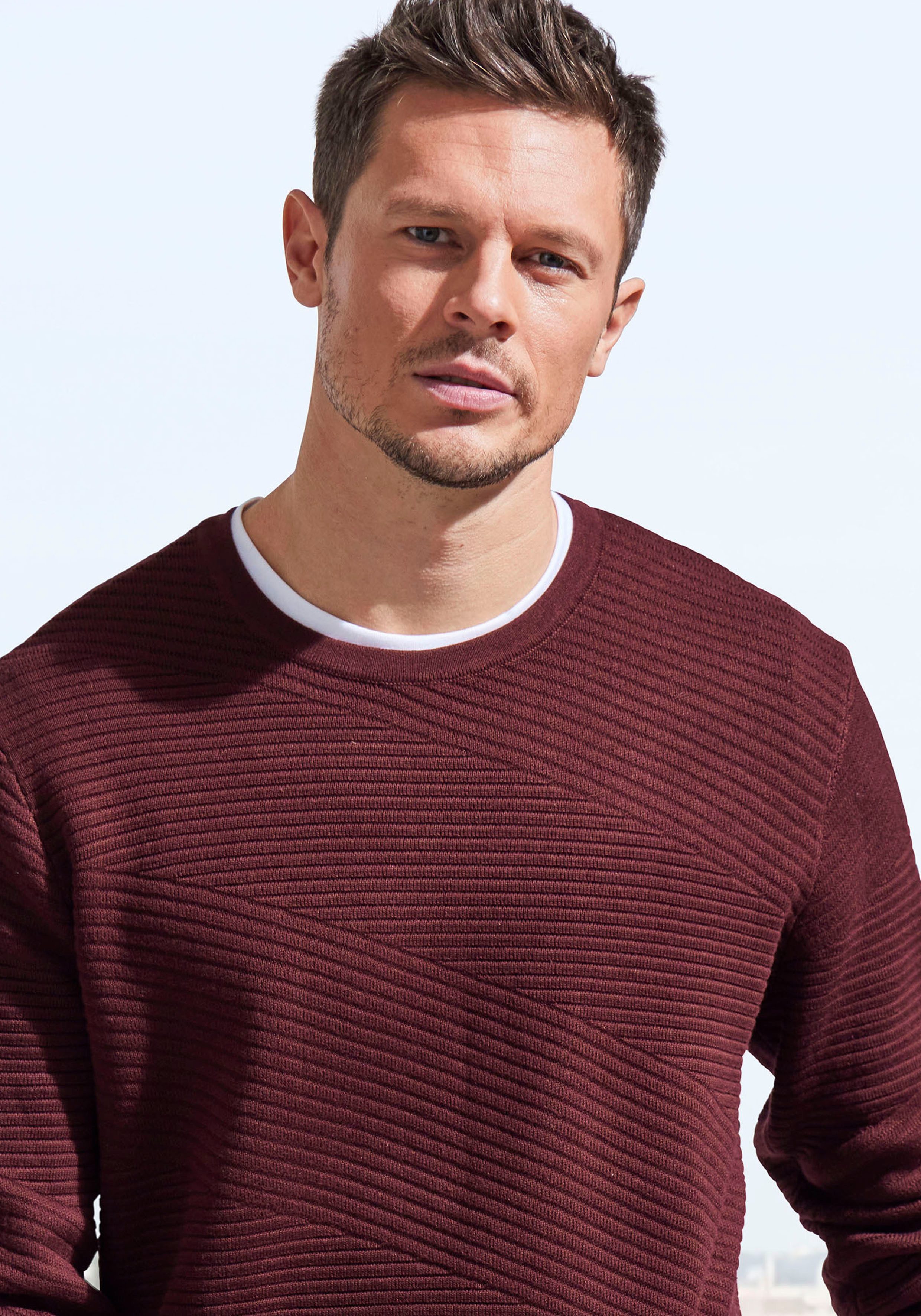 John Devin Strickpullover Pullover aus weichem Strukturstrick