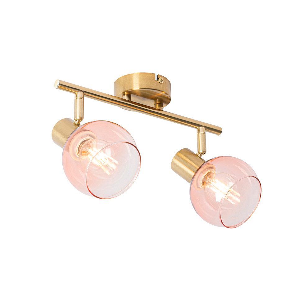 Qazqa LED Aufbaustrahler Vidro, ohne Leuchtmittel, Warmweiß, QAZQA Aufbau­spot, e14, Rosa, Stahl, Art Deco