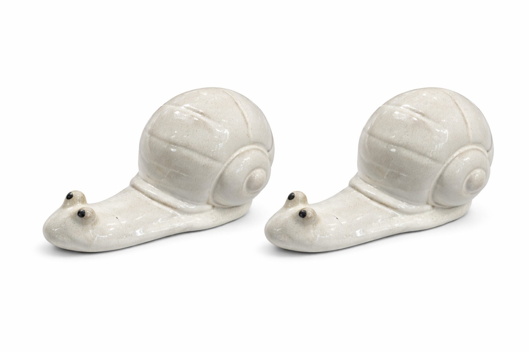finehomegarden Dekofigur Schnecke Keramik 2erSet creme 15 x 8cm Wetterfeste Gartenfigur (Set, 2 St., 2tlg), Keramik Dekorative Schneckenfigur für Garten, Balkon & Wohnung