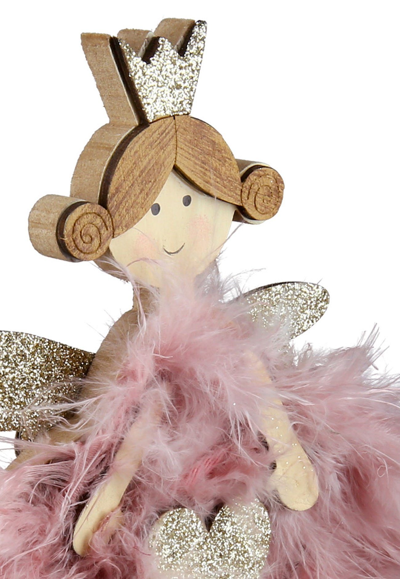 dekojohnson Engelfigur Deko-Engel gold 33cm Weihnachtsengel Herz rosa mit