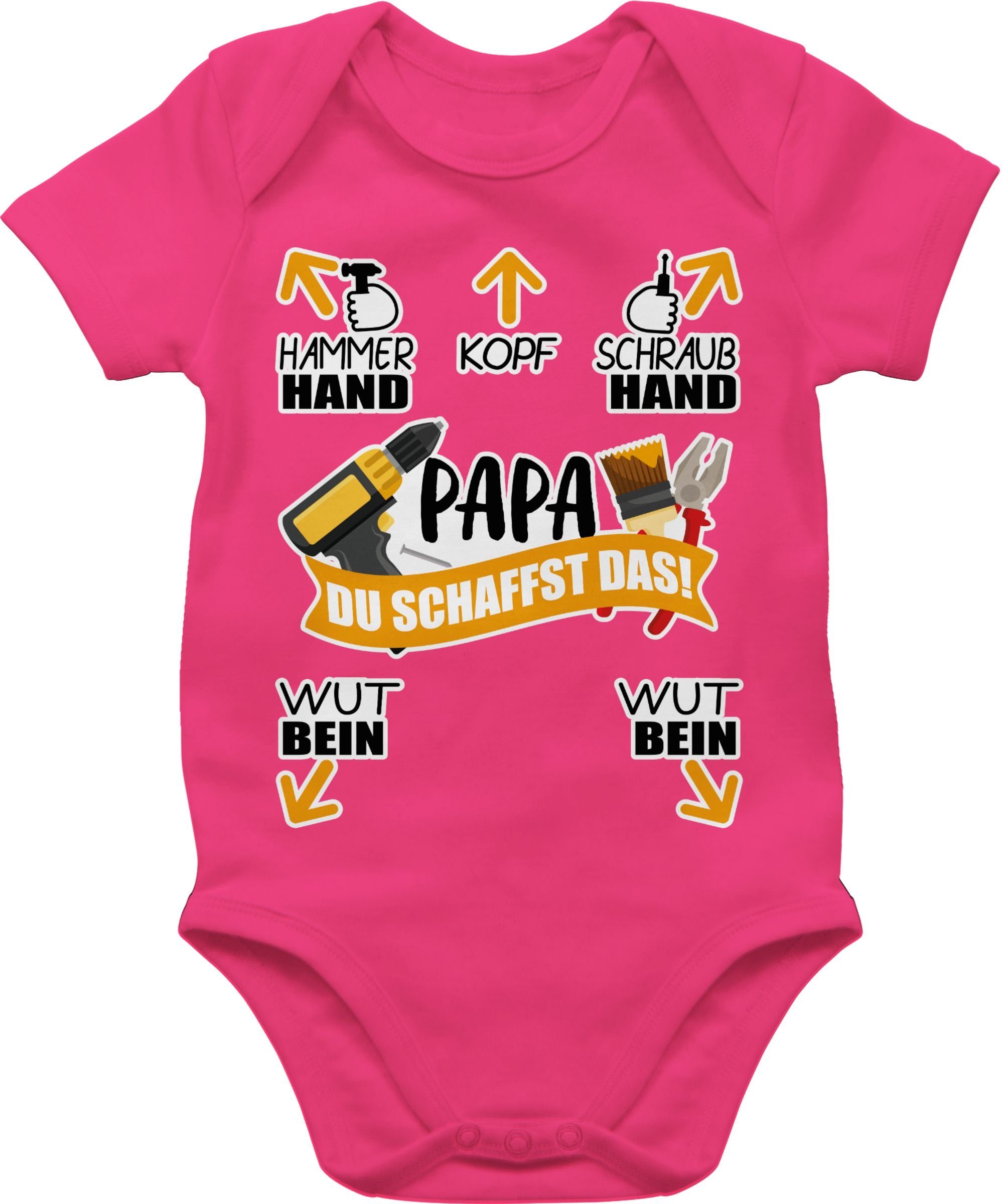 Shirtracer Shirtbody Papa 3 - Geschenk Baby schaffst Vatertag Fuchsia das! Du - Werkzeug