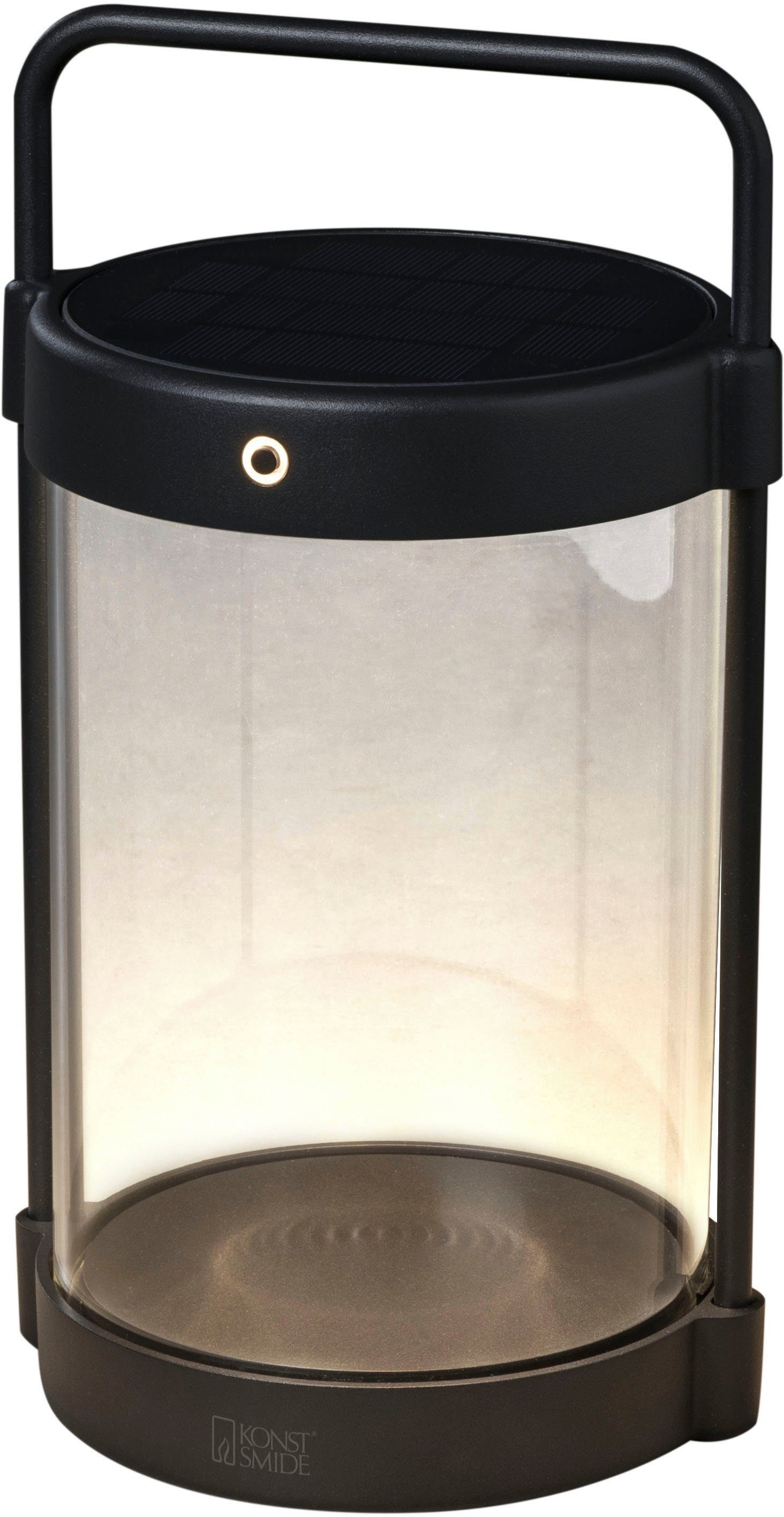 KONSTSMIDE LED dimmbar, Warmweiß, Dammerungs Laterne LED LED Crotone, Crotone Solar/USB-Laterne integriert, fest schwarz