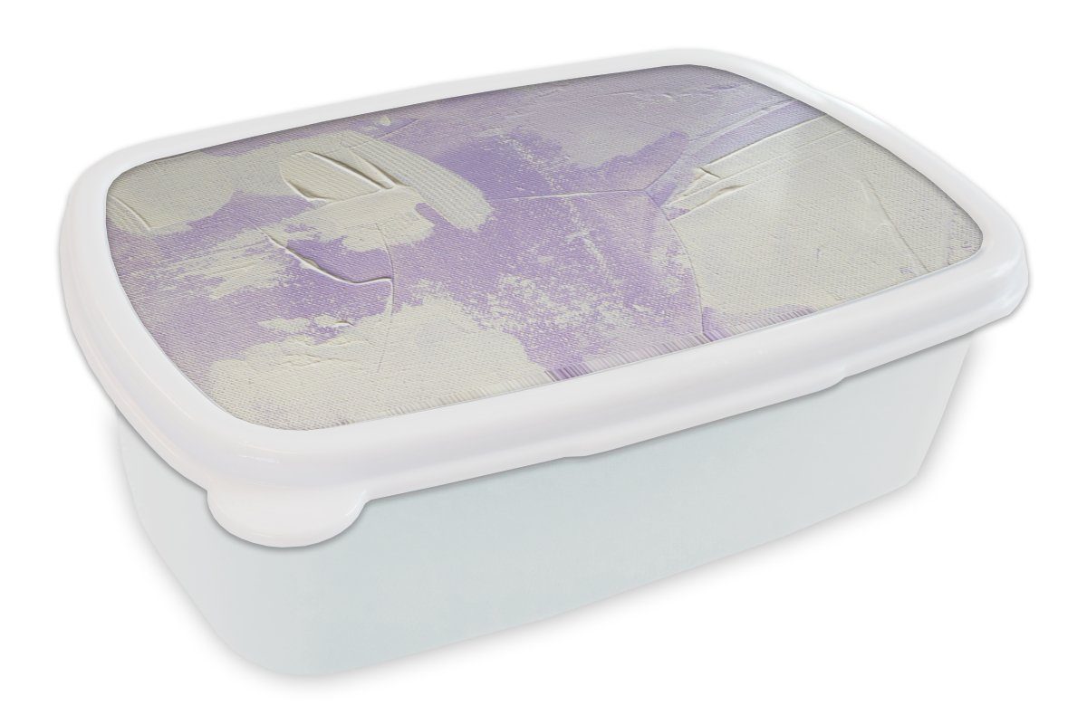 MuchoWow Lunchbox Abstrakt - Malerei - Design, Kunststoff, (2-tlg), Brotbox für Kinder und Erwachsene, Brotdose, für Jungs und Mädchen weiß