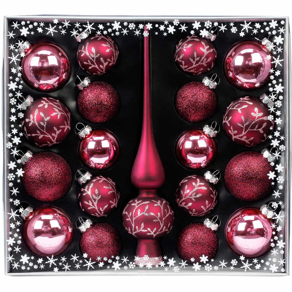 MAGIC by Inge Weihnachtsbaumkugel Kugelsortiment mit Spitze 19 Stk Berry Kiss