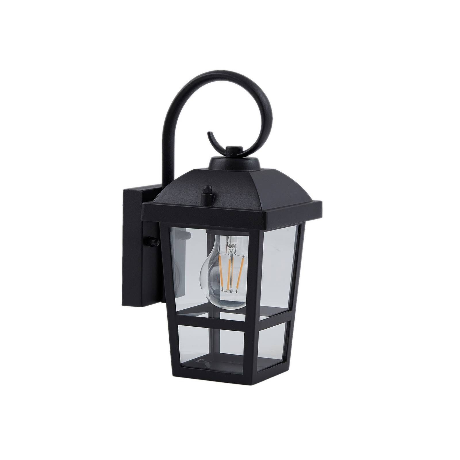 Lindby Außen-Wandleuchte Eloane, Edelstahl Schwarz IP44, 1 x 15 W LED