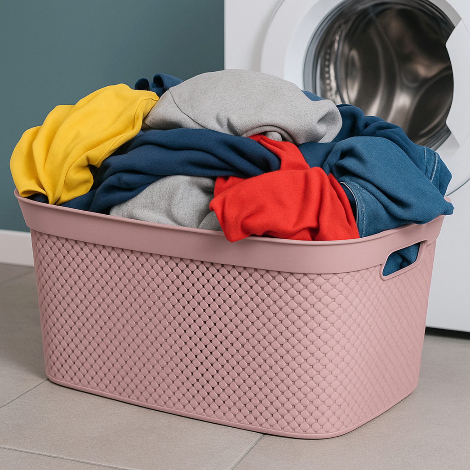 Koopman Wäschekorb Wäschewanne Kunststoff 4 Farben 4er Set (4 St), Rosa, 2 Tragegriffe, 35 Liter, Kunststoff, Stabil