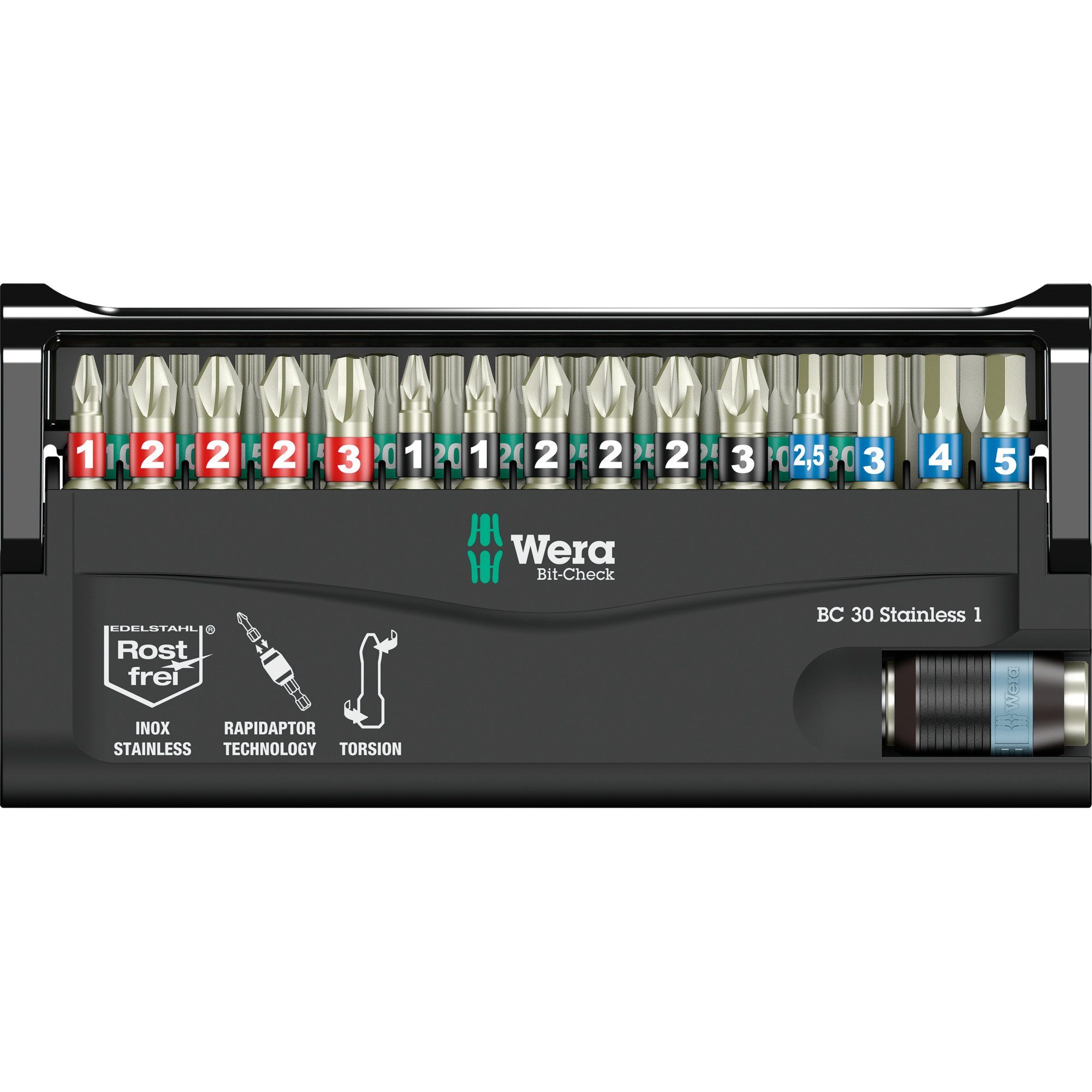 Wera Bohrer- und Bitset Wera Bit-Check 30 Stainless 1, 1/4", 30-teilig