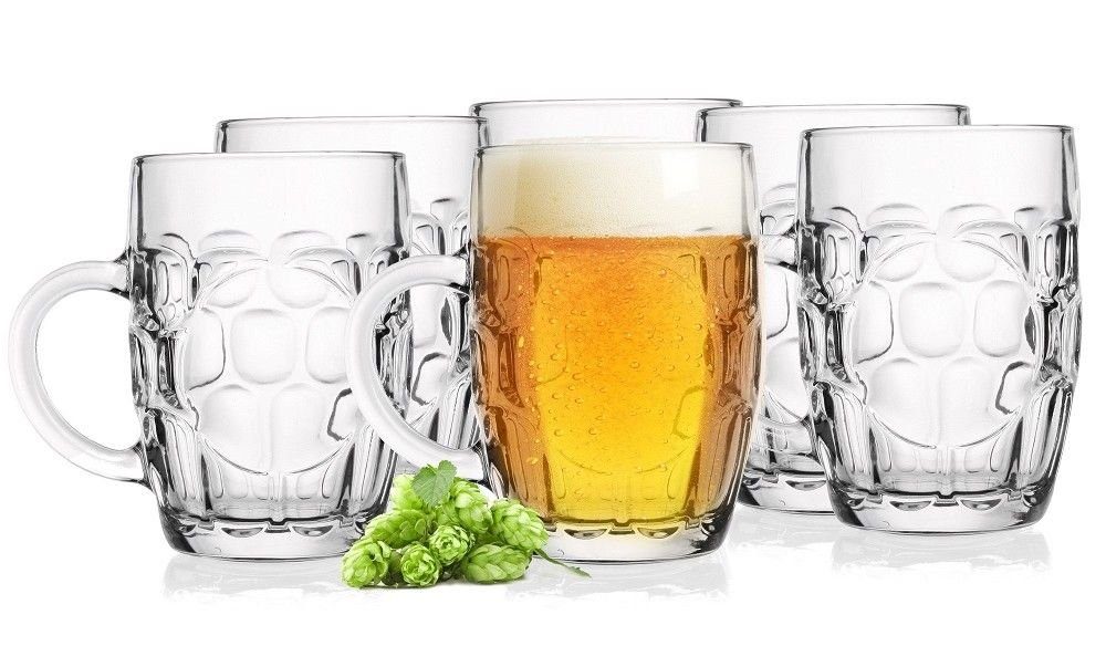 Sendez Bierglas 6 Biergläser mit Henkel 400ml Bierseidel Bierkrüge Bierglas Bierkrug, Glas