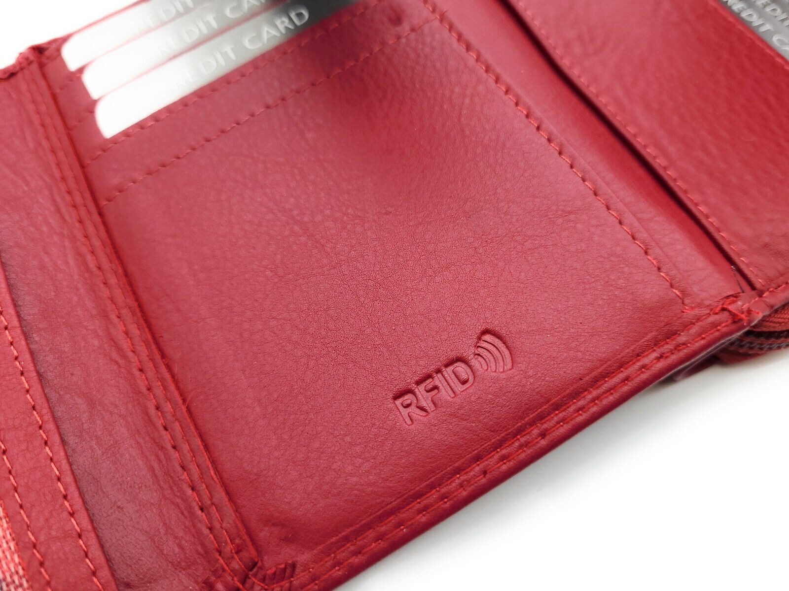 JOCKEY CLUB Geldbörse echt Leder Portemonnaie Sicherheitsbörse mit RFID Schutz rot, Außenriegel, Innenriegel, Reißverschluss Münzfach