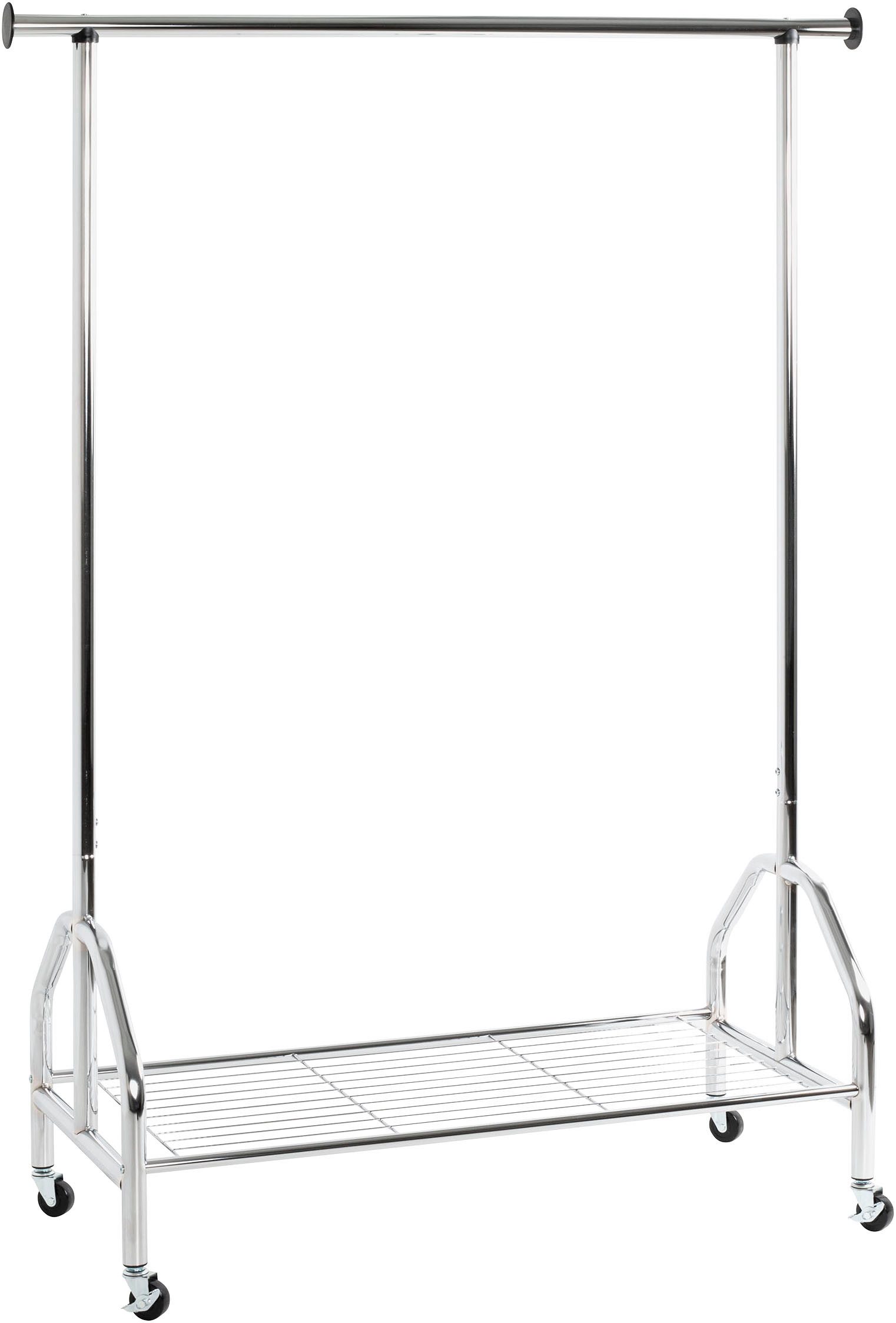 HAKU Garderobenständer Garderobe, Garderobenständer, Kleiderständer auf Rollen, Kleiderwagen, rechteckig - aus Metall Silber - B/T/H 120/50/165 cm – Bild 4 von 5