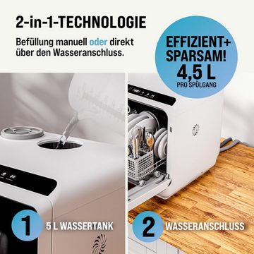 monzana Küchenmaschine, mit ohne Wasseranschluss App WIFI 6 Programme 3 Gedecke 45cm Mini