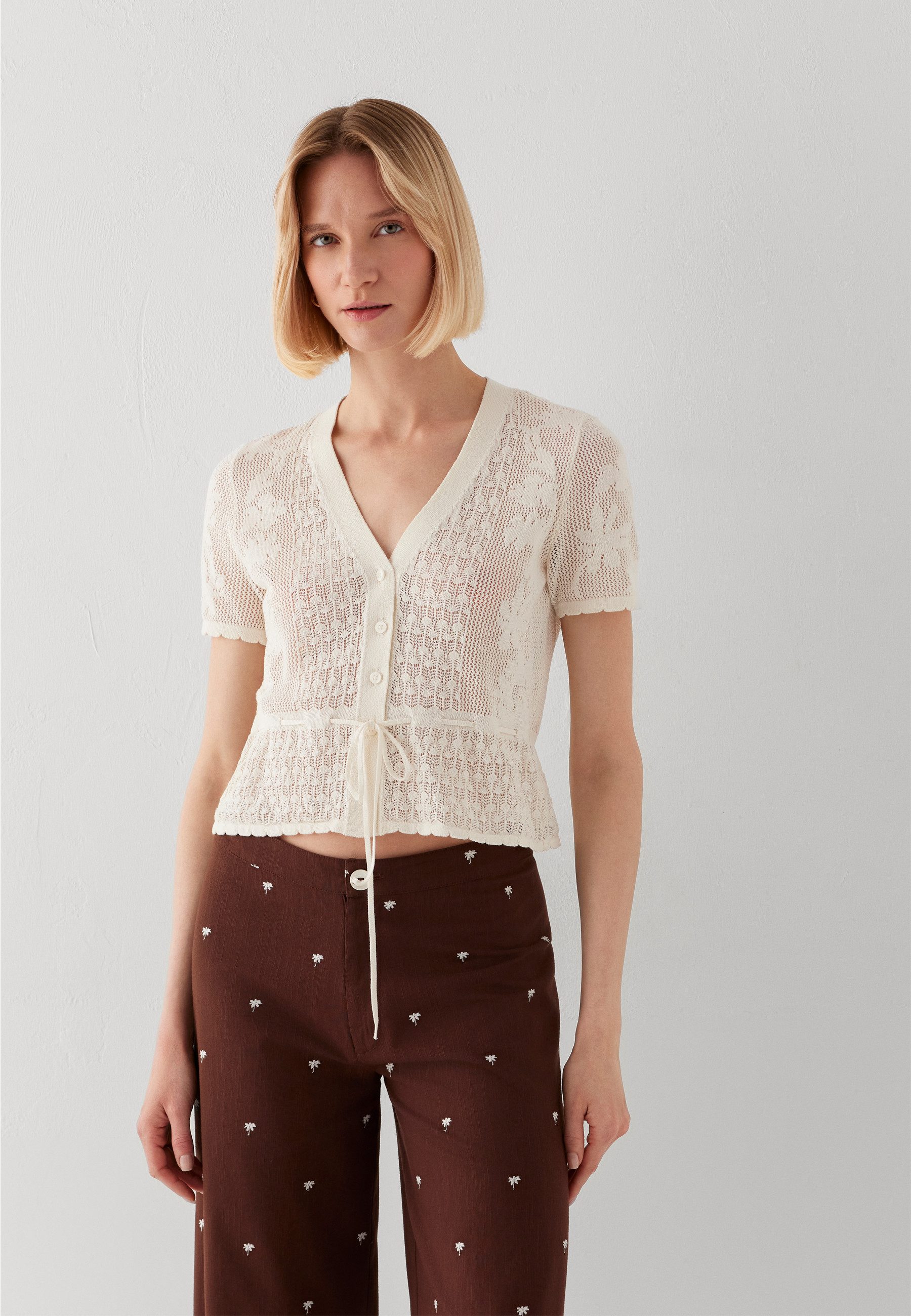Mavi V-Ausschnitt-Pullover SHORT SLEEVE CARDIGAN Cardigan-Top