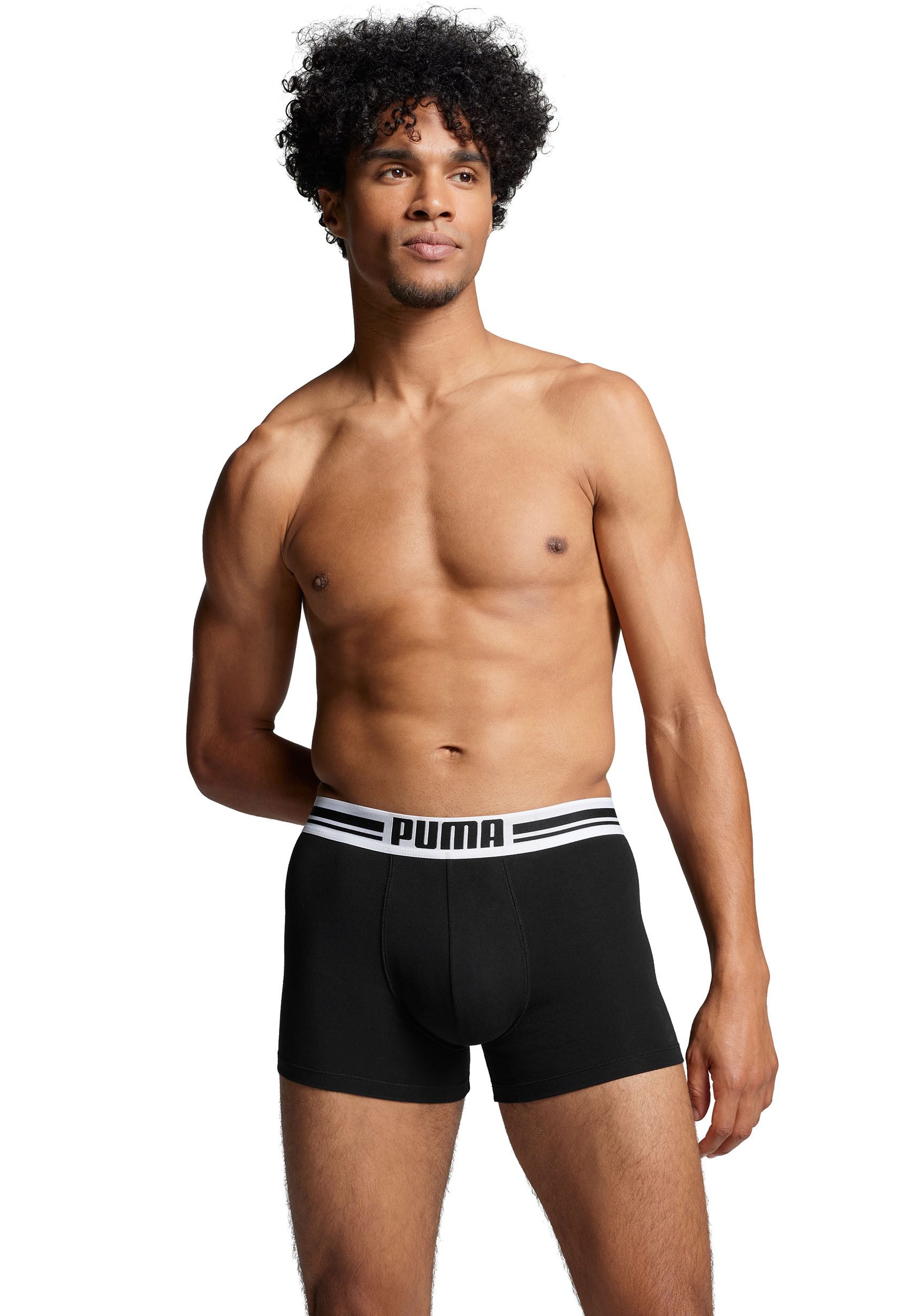 PUMA Boxershorts PUMA MEN EVERYDAY PLACED LOGO BOXERS 2P (2er Pack) mit Logo Webbund