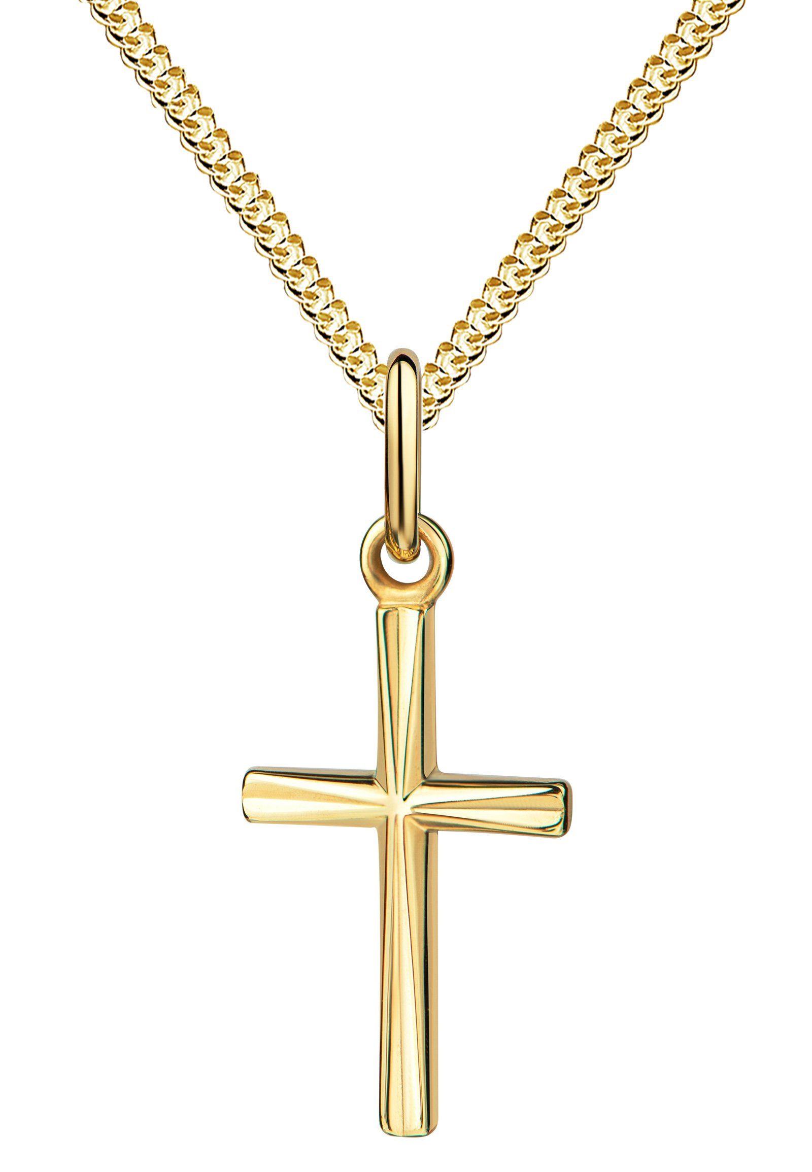 kleine Kreuzanhänger 36 585 Kette Anhänger Gelbgold (Goldkreuz, in wählbar - Germany Länge mit Kreuzkette cm. JEVELION 70 Kette mit Kinder), für Made - aus