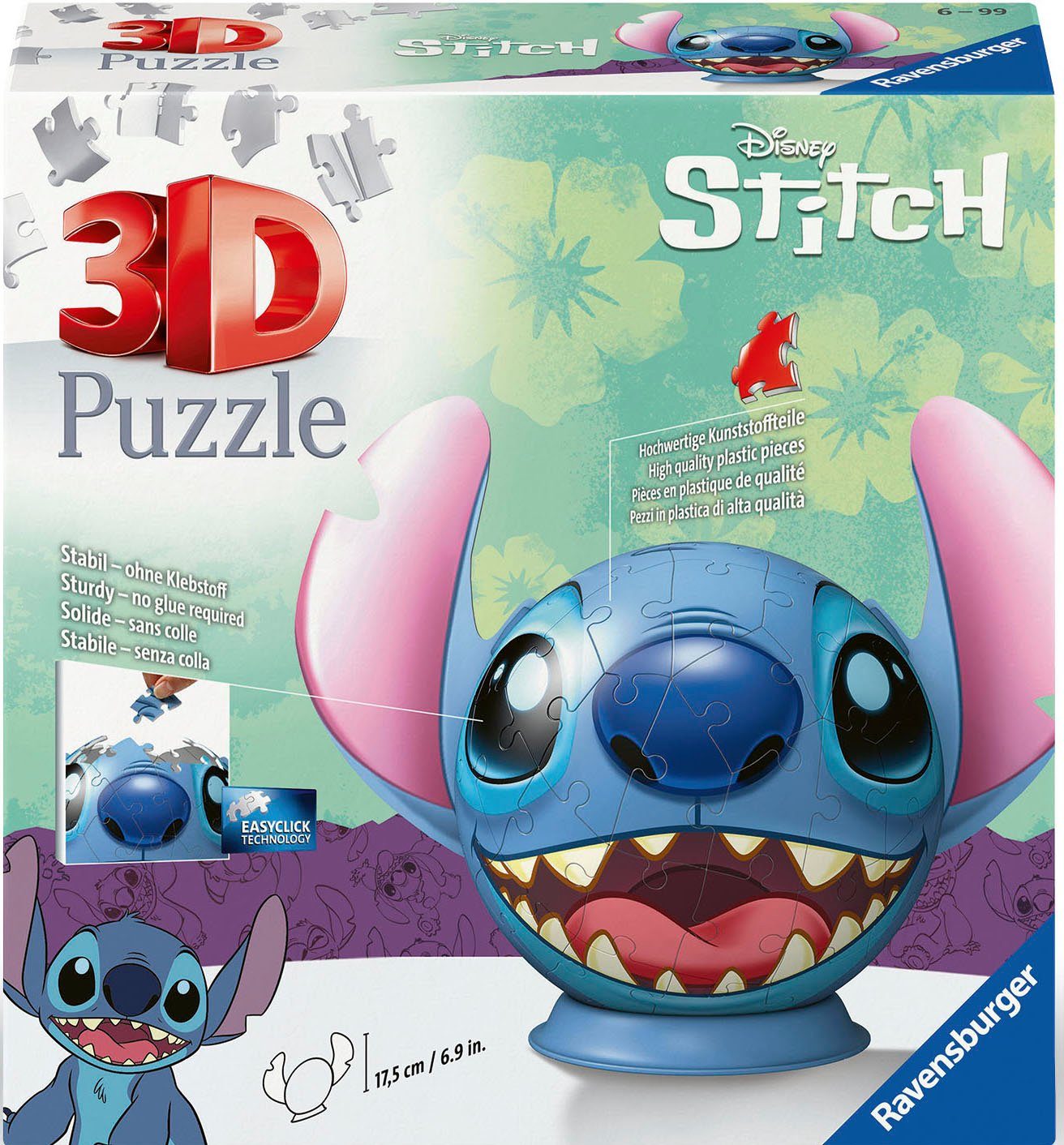 Ravensburger 3D-Puzzle Disney Stitch mit Ohren, 72 Puzzleteile, Made in Europe