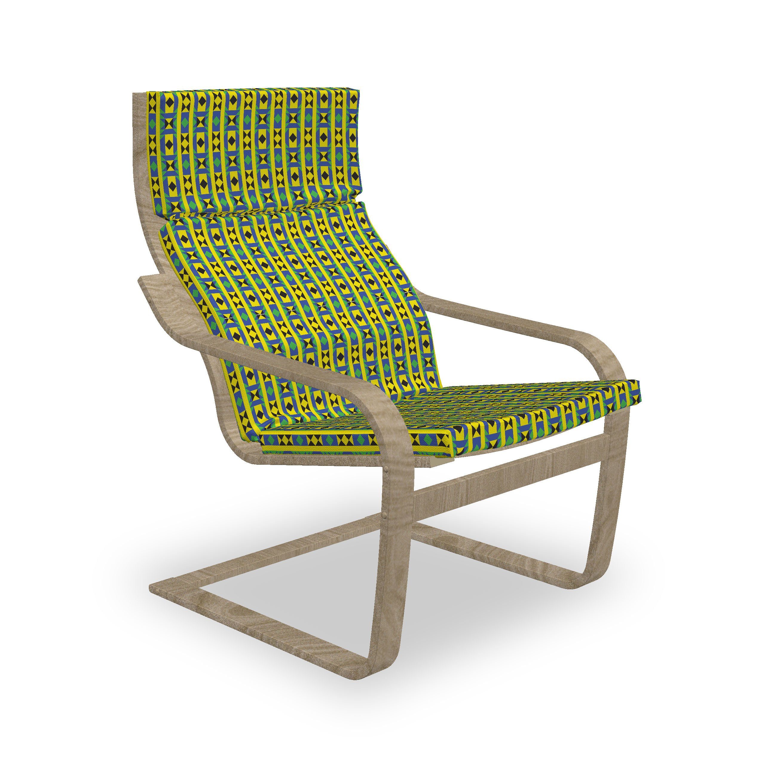 Abakuhaus Stuhlkissen Sitzkissen mit Stuhlkissen mit Hakenschlaufe und Reißverschluss, Kente Muster Geometrisches Kenia