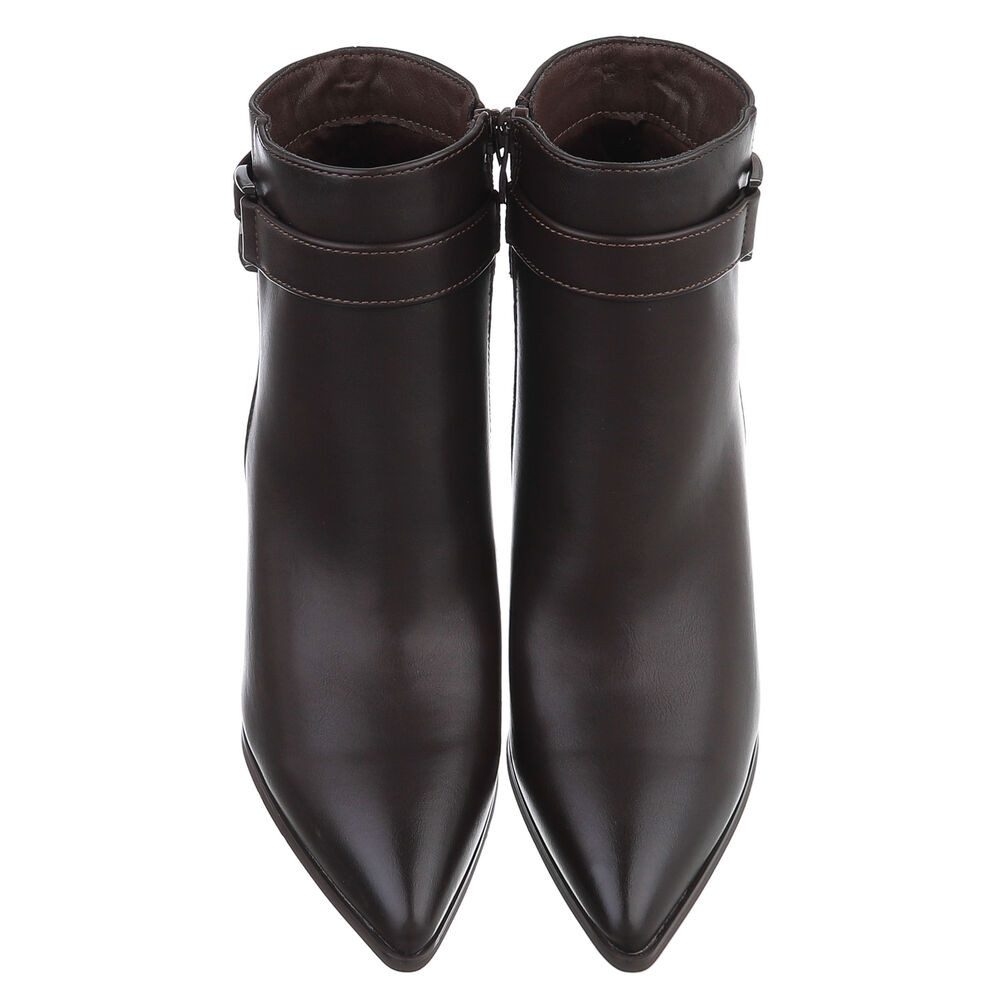 Ital-Design Damen Stiefelette mit Blockabsatz und Schnalle High-Heel-Stiefelette (92299739) Blockabsatz Stiefeletten in Braun – Bild 4 von 5