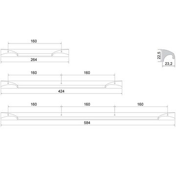 SO-TECH® Möbelgriff CURL Edelstahloptik eloxiert Schrankgriff Küchengriff (1-St), Griffleiste Länge 264 mm, Bohrlochabstand (BA) 160 mm