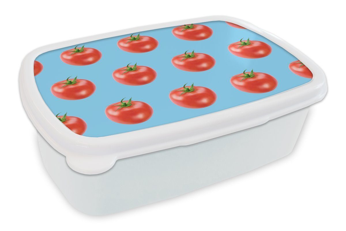 Tomaten Kinder Kunststoff, - Brotbox für Jungs Gemüse und (2-tlg), Brotdose, und weiß für Lunchbox - Blau, MuchoWow Mädchen Erwachsene,