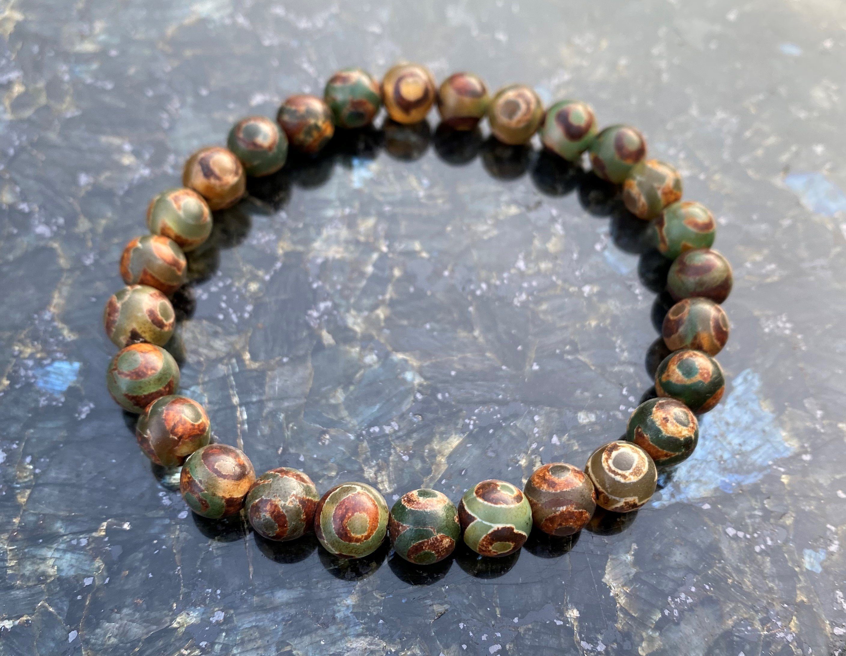 NAHLE Armband Tibet Achat Naturstein Armband (inkl. Schmuckbox), elastisches Band