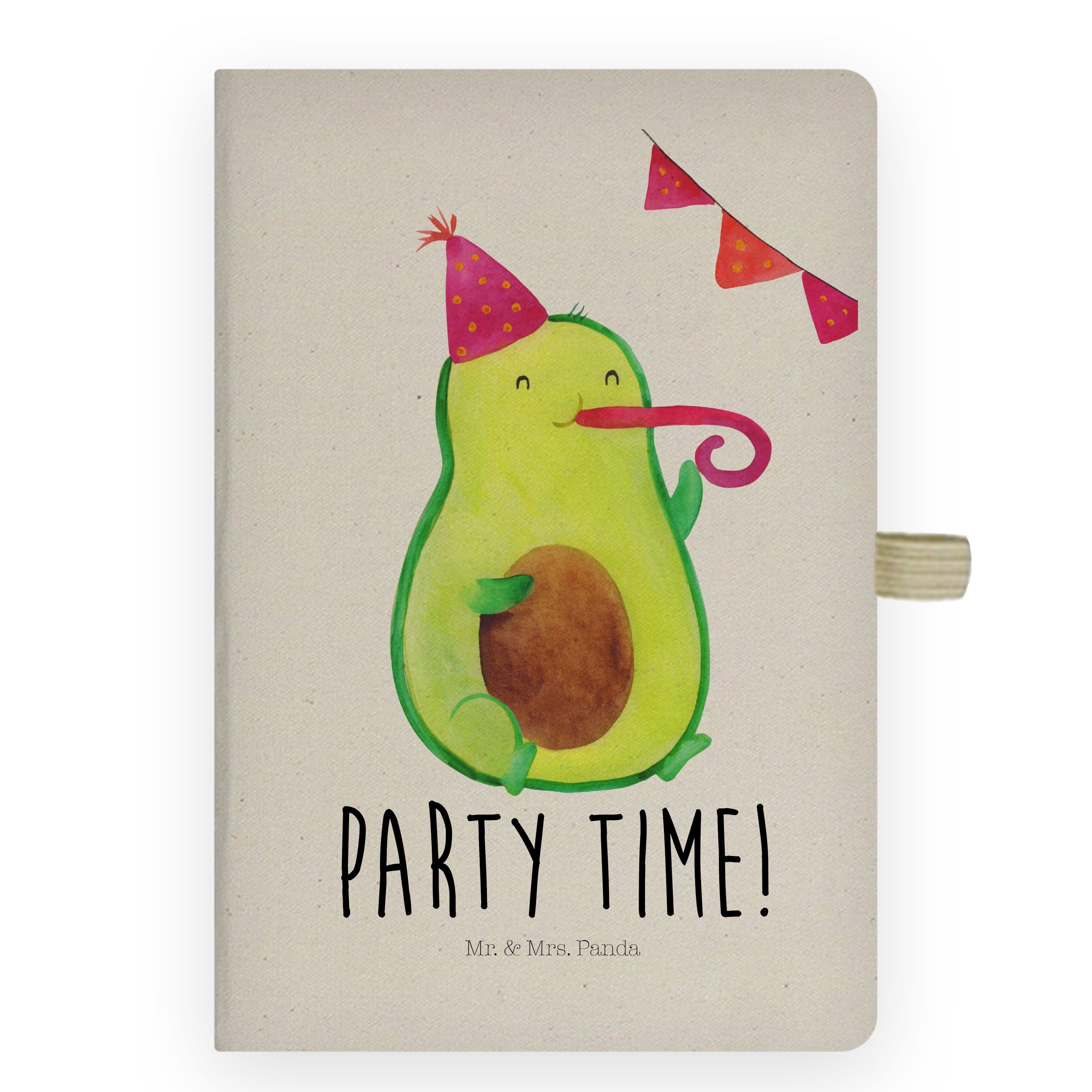 Mr. & Mrs. Panda Notizbuch Avocado Party Time - Transparent - Geschenk, Notizheft, Glücklich, Ge Mr. & Mrs. Panda