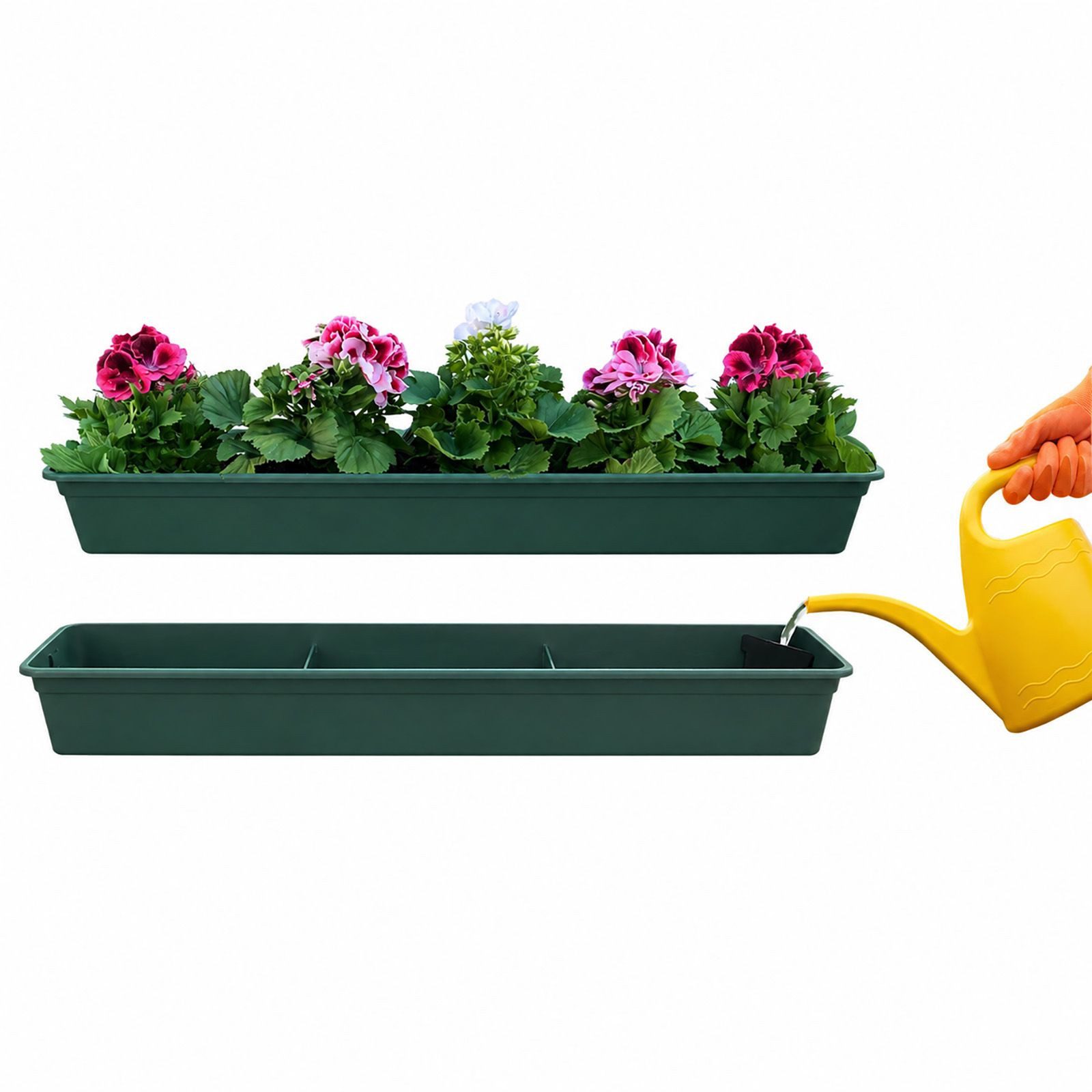 Blumenkasten Blumenkasten 80cm Pflanzkasten Grün mit Matte & Schale