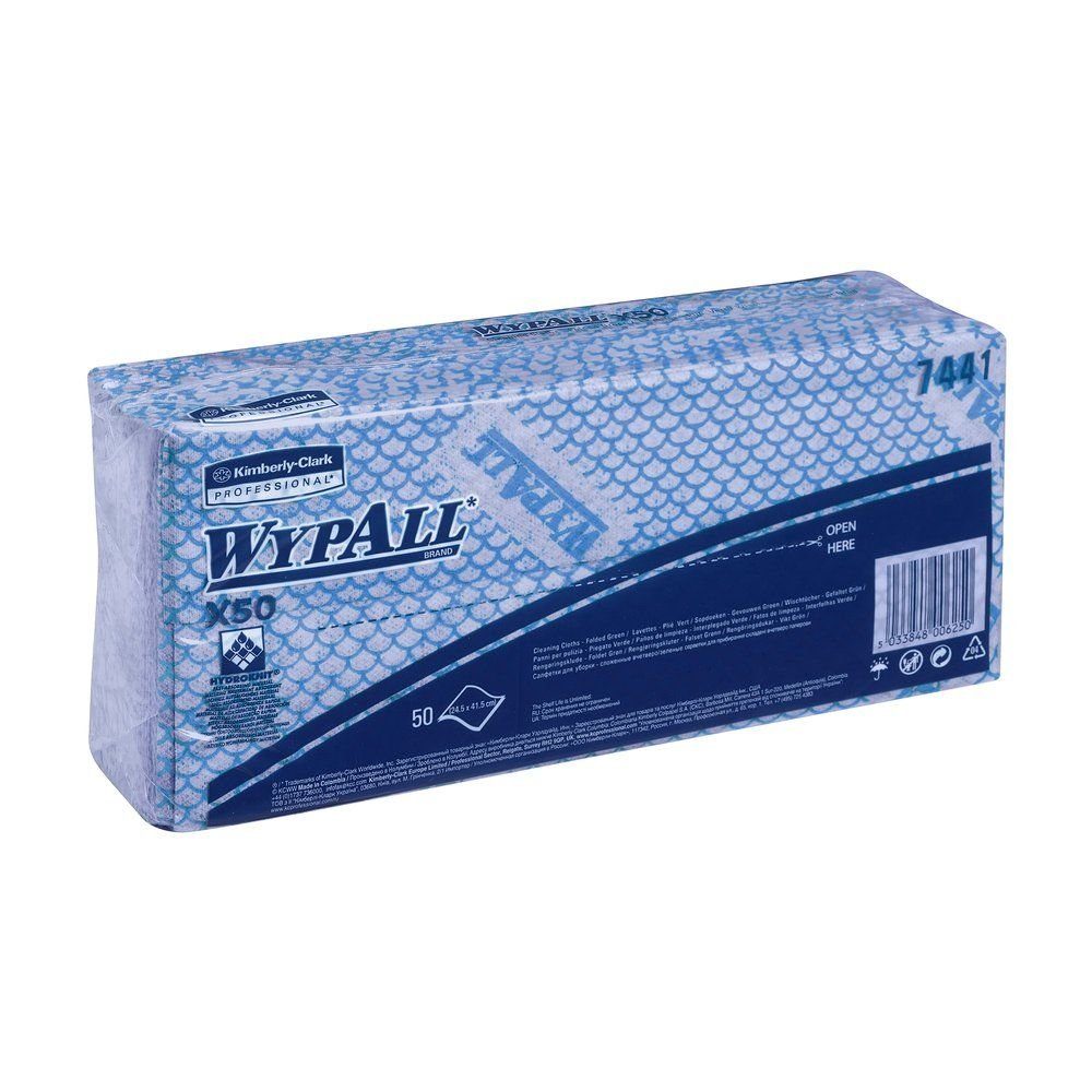 Wypall Isolierband Wischtuch X50 - 1-lagig, blau, Packung mit 50 Tüchern