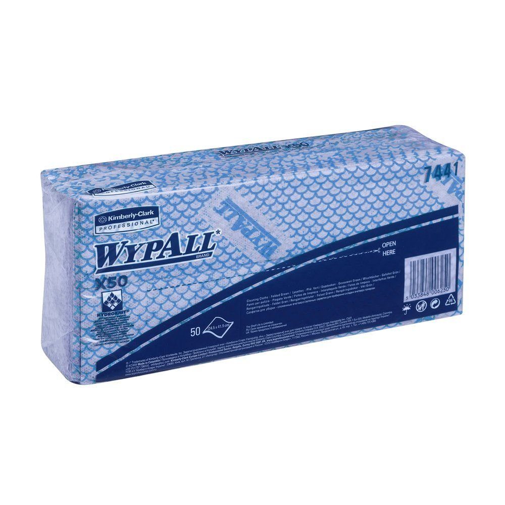 Wypall Papierküchenrolle 6x WYPALL 7441 Wischtuch X50 - 1-lagig, blau, Packung mit 50 Tüchern