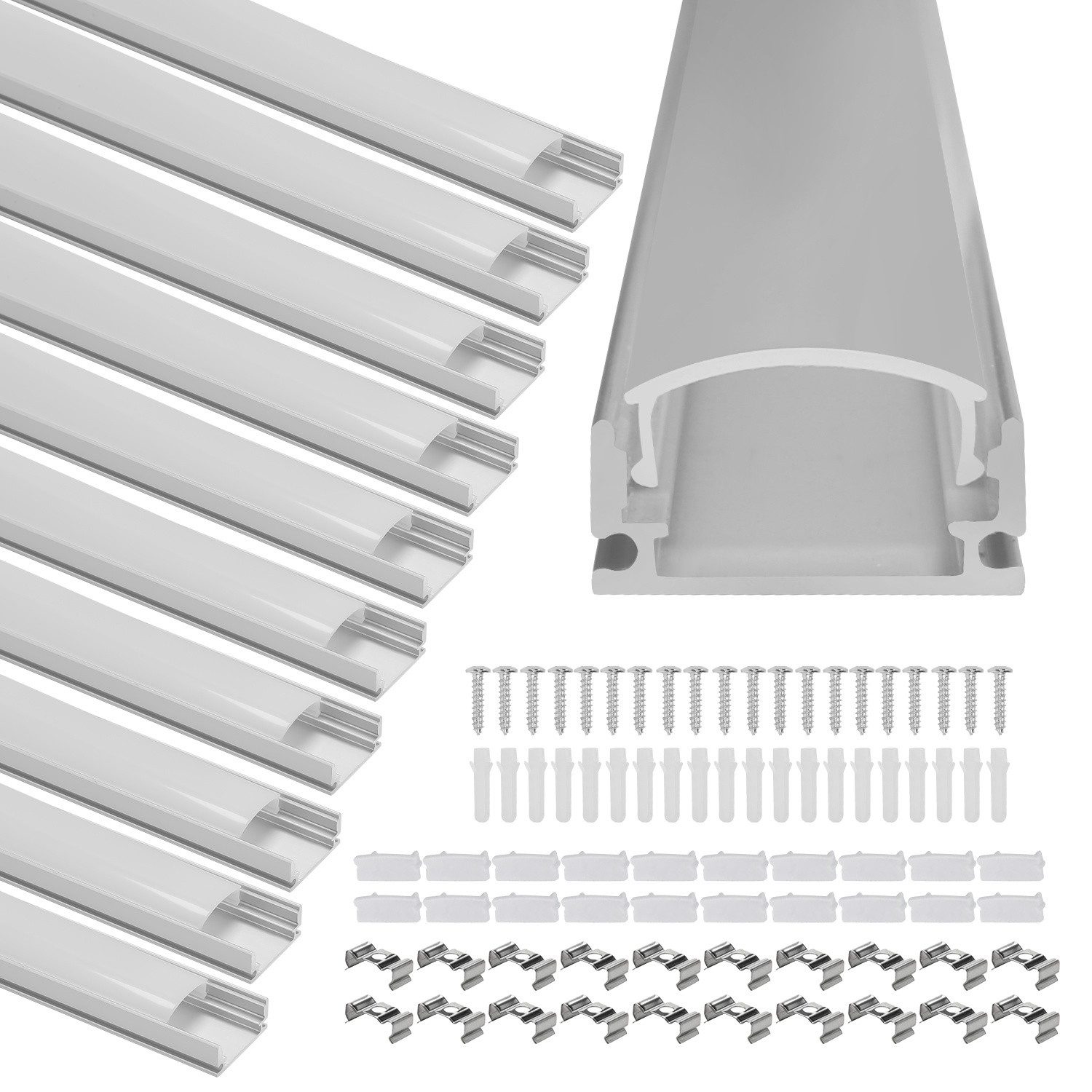 Clanmacy LED-Stripe-Profil 20x 1M LED Aluminium Profile Aluprofil Alu Schiene Leiste Leuchte