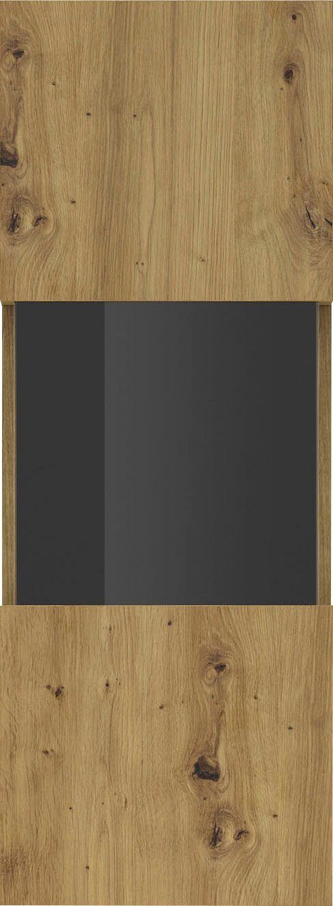 artisan 95 cm mit eichefarben Helvetia Seitenverglasung artisan/schwarz | Hängevitrine Ava Höhe