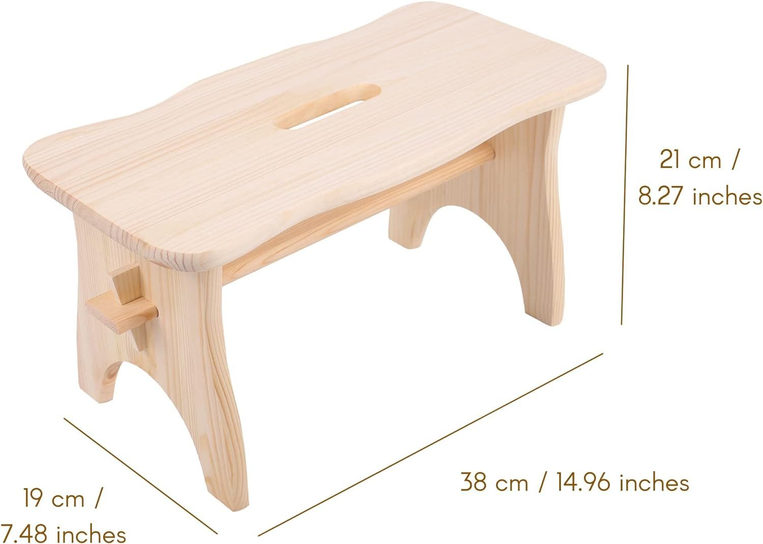 Creative Deco Fußhocker Fußbank Holz 38 x 19 x 21 cm Tritthocker Kinderhocker, leicht