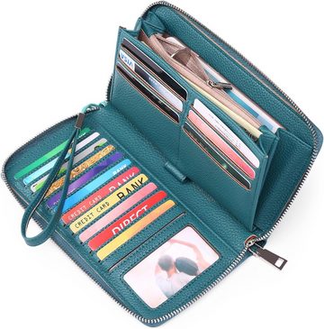 GAEKEAO Geldbörse (Damen - Groß Vintage Leder Portemonnaie, Für Damen mit RFID-Schutz), Geldbeutel Damen mit vielseitiger Funktionalität,17 Kreditkartenfächer