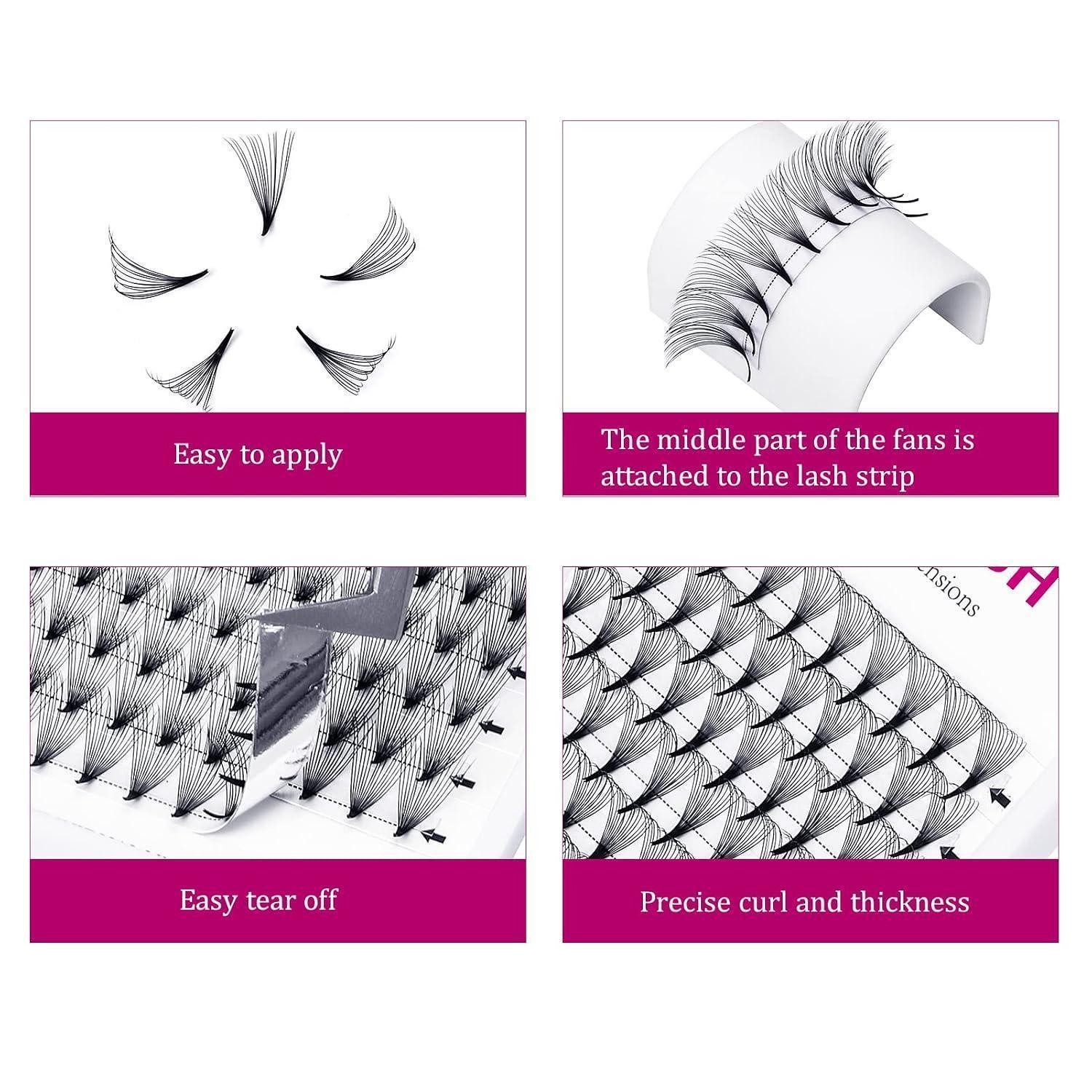 LuxusKollektion Einzelwimpern Wimpernverlängerung 14D 0.07mm D-Curl 12mm Schwarz