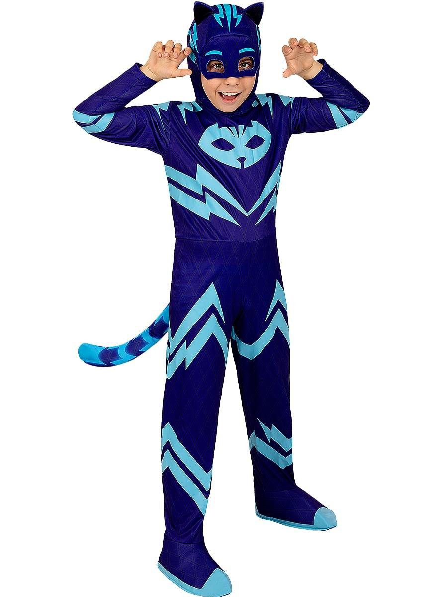 Funidelia Kostüm PJ Masks – Catboy Kostüm für Kinder, Das geheimnisvolle Amulett (und dieses Kostüm) macht Dich zum Pyjama-