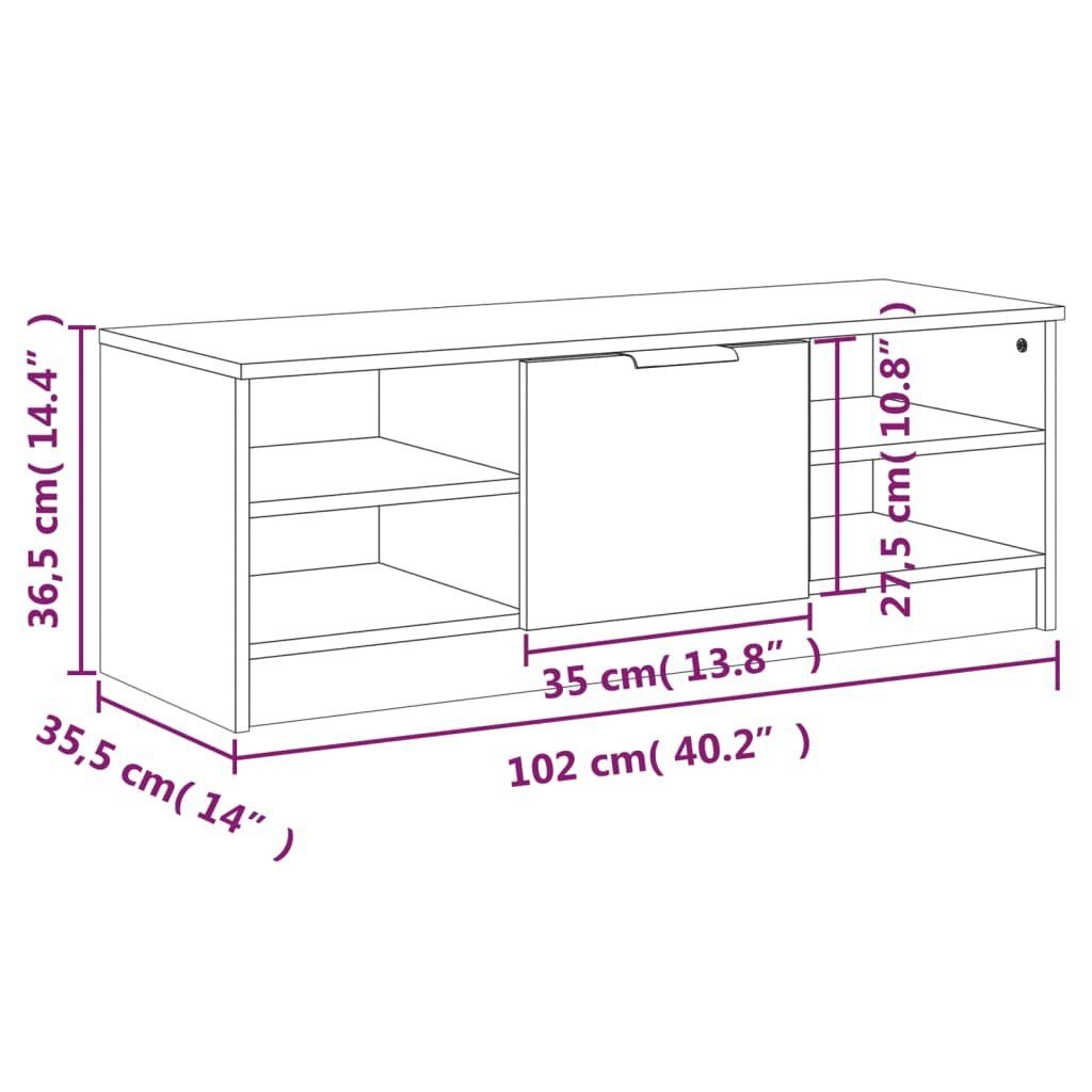 vidaXL TV-Schrank TV-Schrank Betongrau 102x35x36,5 (1-St) Holzwerkstoff cm