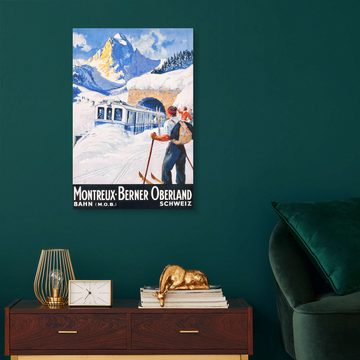 Posterlounge Forex-Bild Vintage Ski Collection, Montreux, Berner Oberland, Vintage Illustration