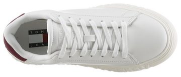 Tommy Jeans TJW NEW CUPSOLE LEATH LC Plateausneaker mit Kontrastbesatz an der Ferse, Freizeitschuh, Halbschuh, Schnürschuh