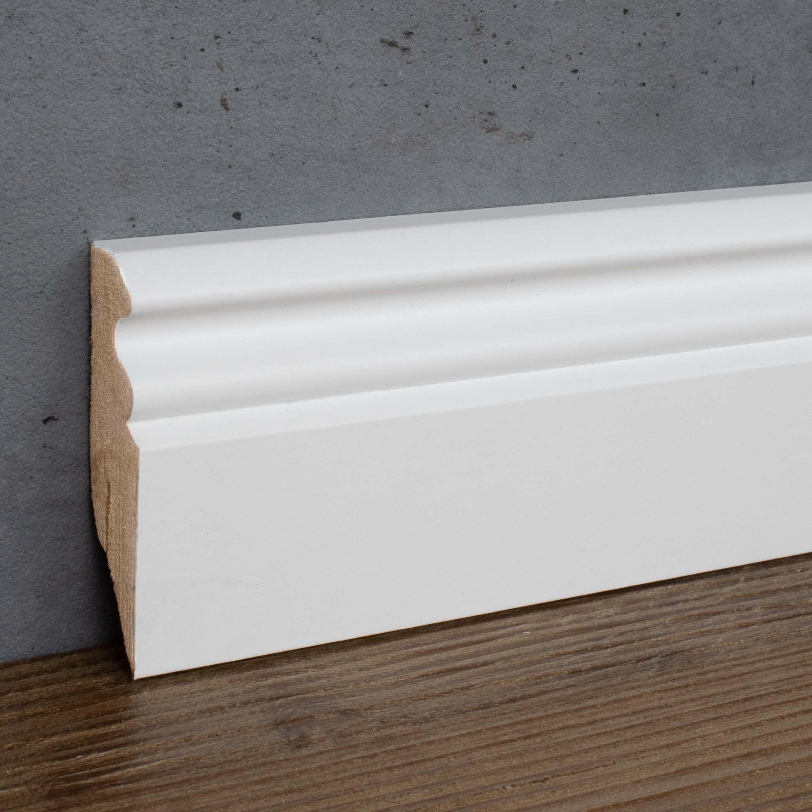 PROVISTON Sockelleiste MDF, 19 x 80 x 2500 mm, Weiß, Fußleiste Berliner Profil