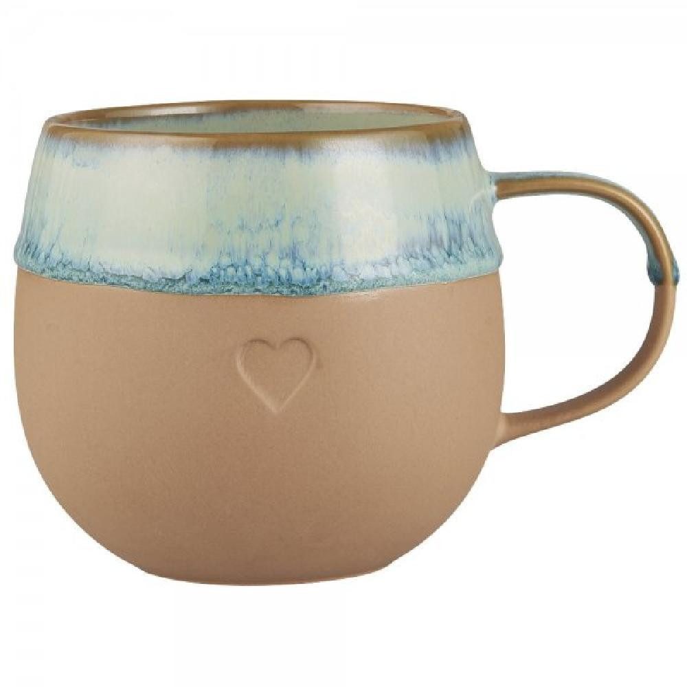 Ib Laursen Tasse Ib Laursen Tasse Heart mattbraunes Ton blaue Effektlasur (9,5/13,5x9,5
