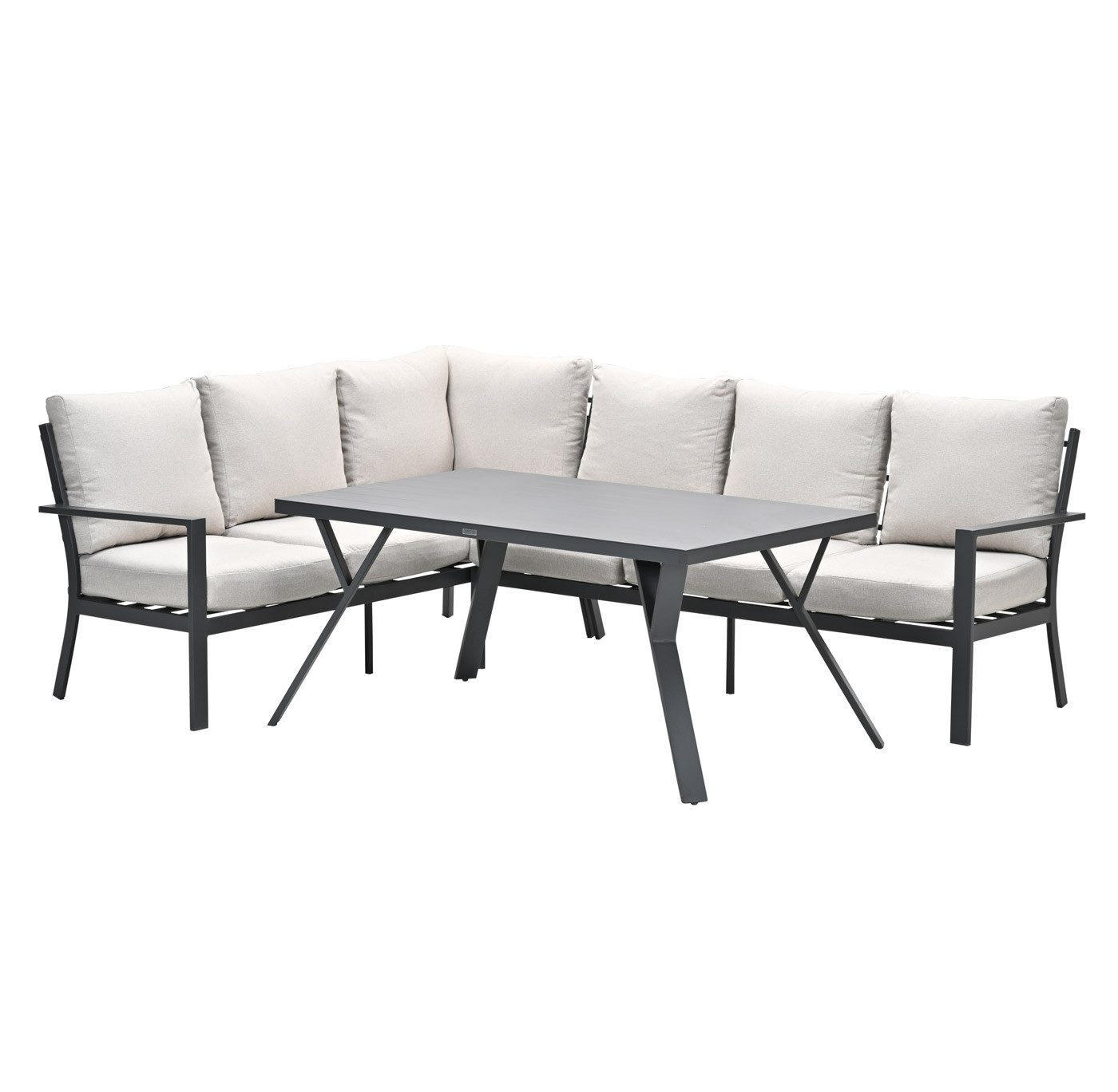 Garden Impressions Gartenlounge-Set Sergio Premium Essgruppe Ecklounge Gartenmöbelset 3-teilig mit Kissen, (3-tlg)