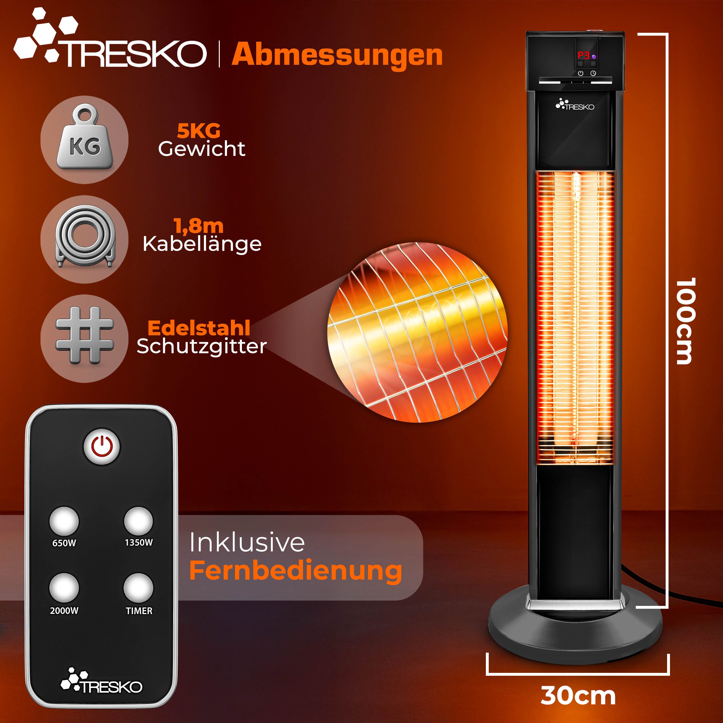 TRESKO Heizstrahler Infrarot Stand-Heizstrahler Wärmestrahler Fernbedienung günstig online kaufen