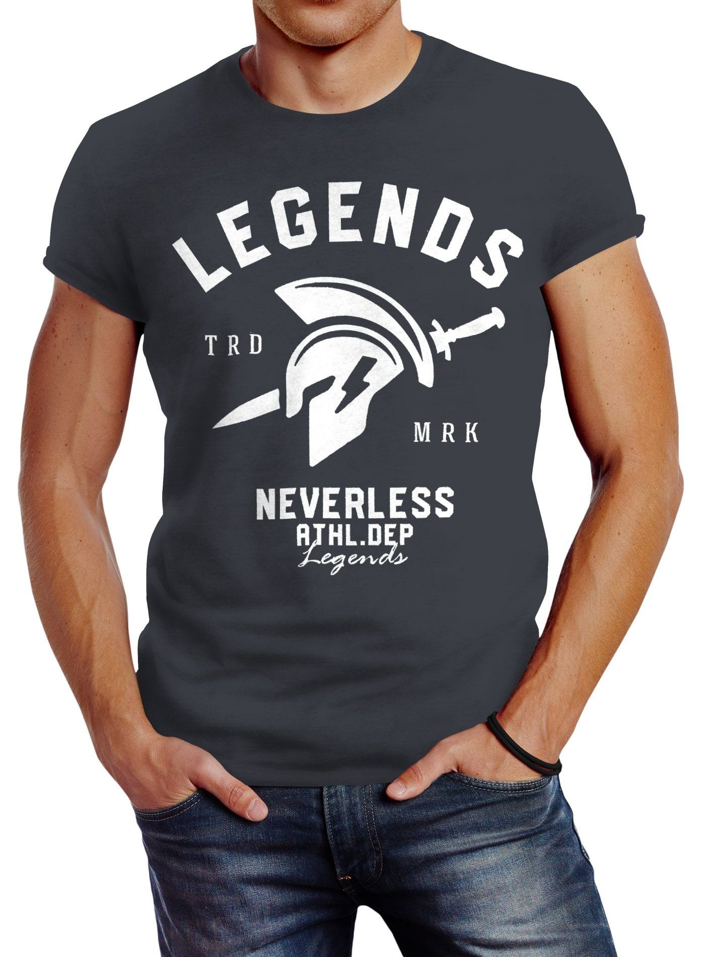 Print-Shirt Cooles Herren T-Shirt Legends Sparta Gladiator Gym Athletics Sport Fitness Neverless® mit Print