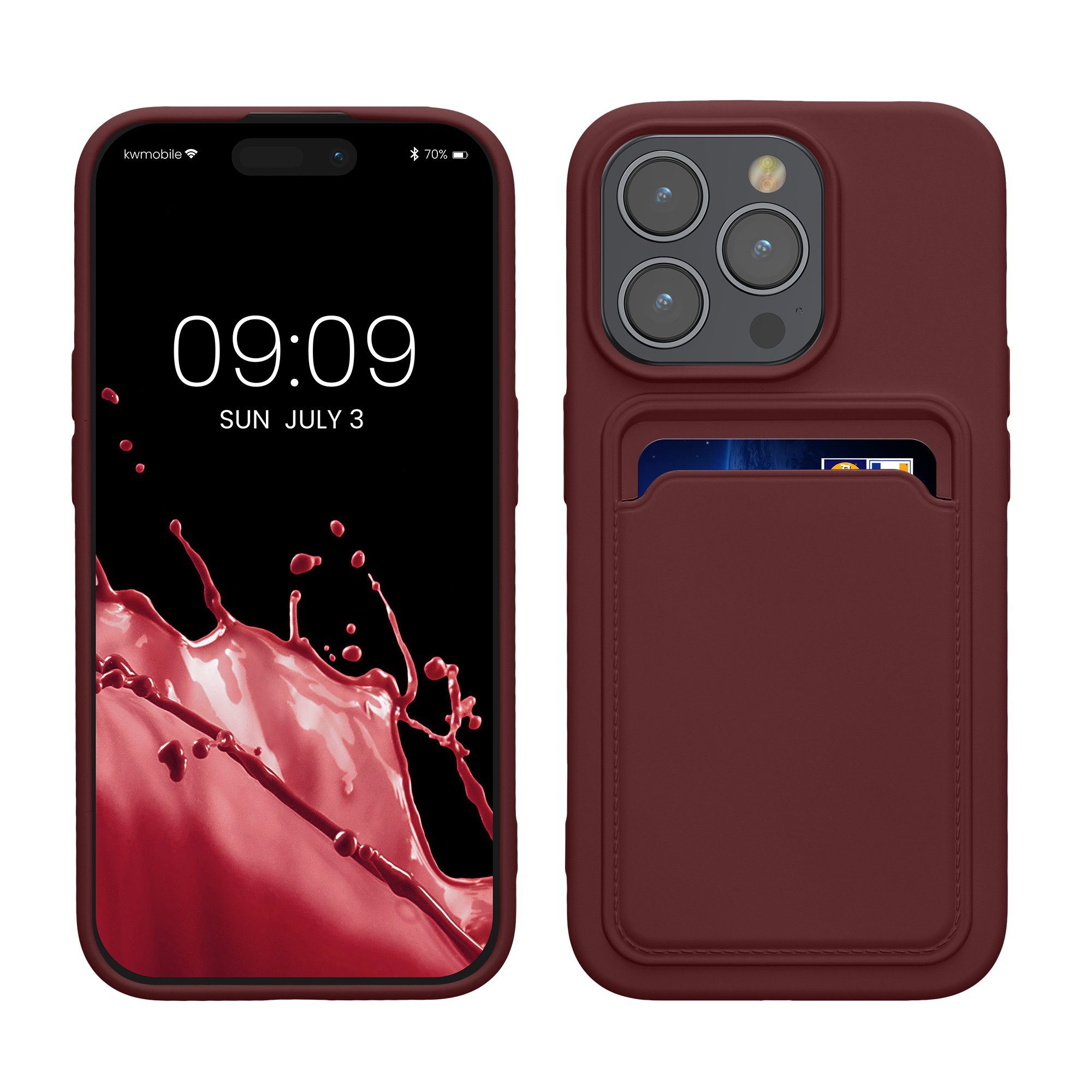 kwmobile Handyhülle Hülle für Apple iPhone 15 Pro, Handyhülle mit Fach für Karten - Handy Cover Case